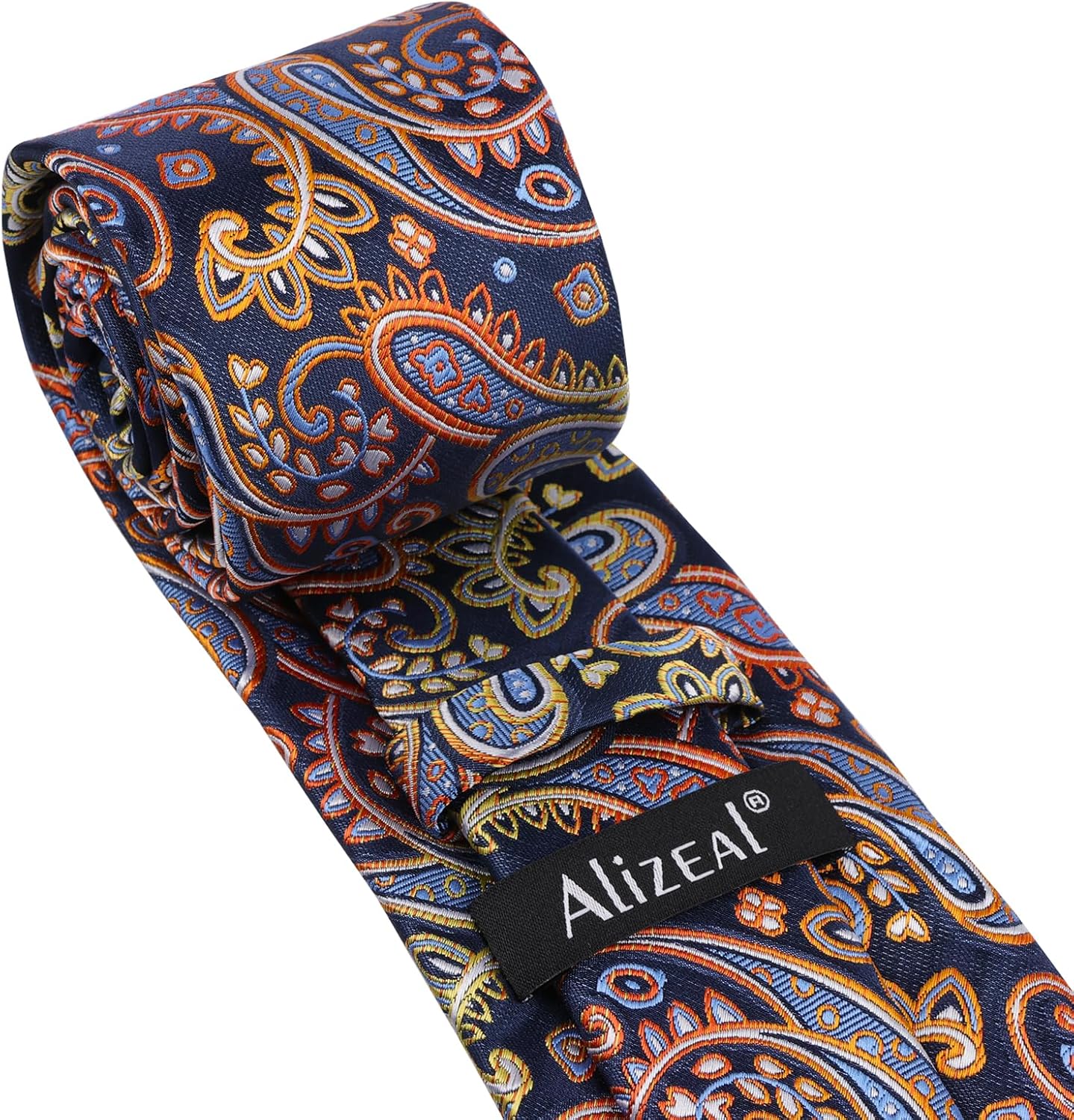 Detalle de Alizeal Paisley Tie and Hanky Set – 100% Polyester, Classic Jacquard for Business, Wedding and Party