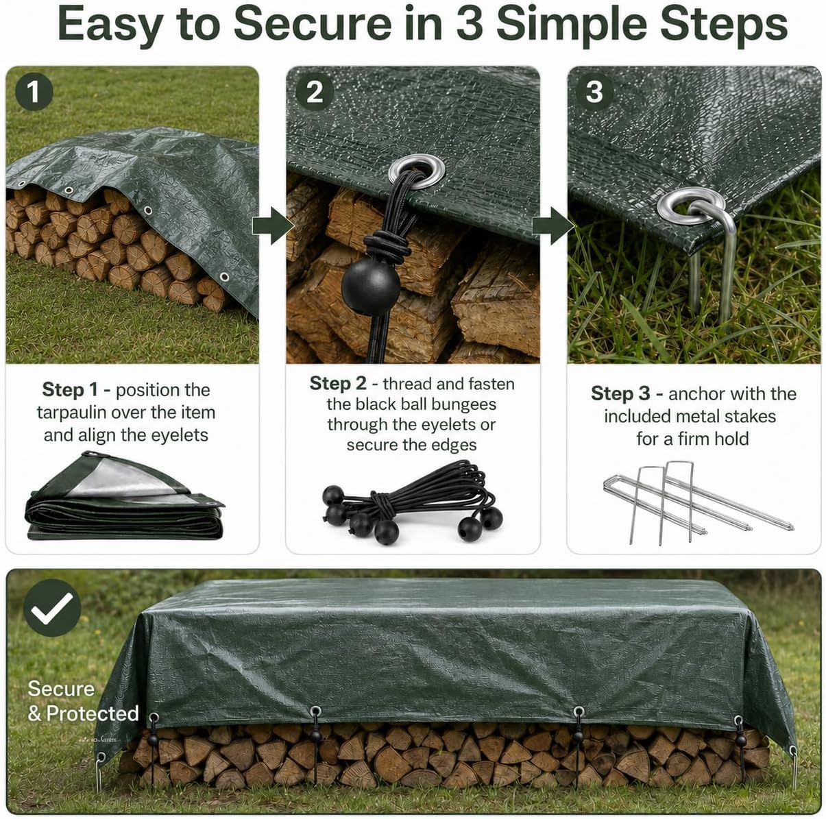 Detalle 2 de PVEGOS 130GSM Waterproof Tarpaulin 3m x 3m