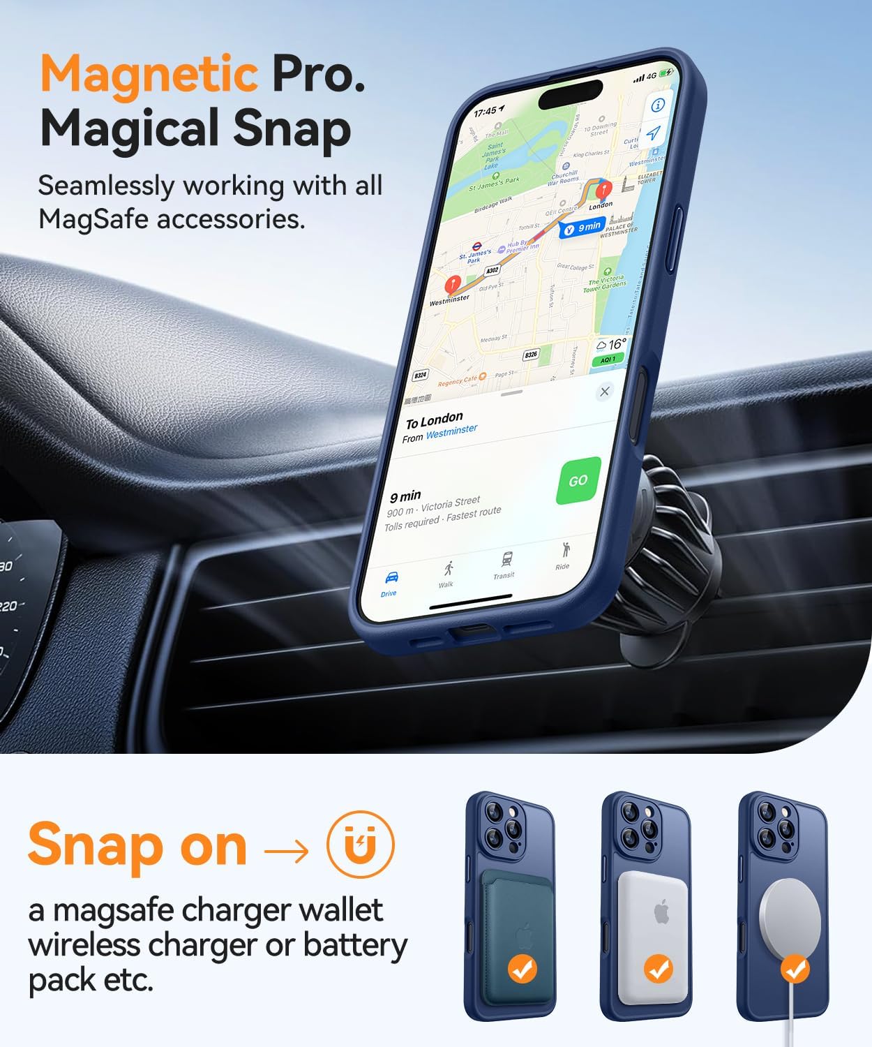 Thumbnail 3 de CANSHN Coque Magnétique pour iPhone 16 Pro Max (6,9”) – Protection caméra, MagSafe, Bleu Foncé