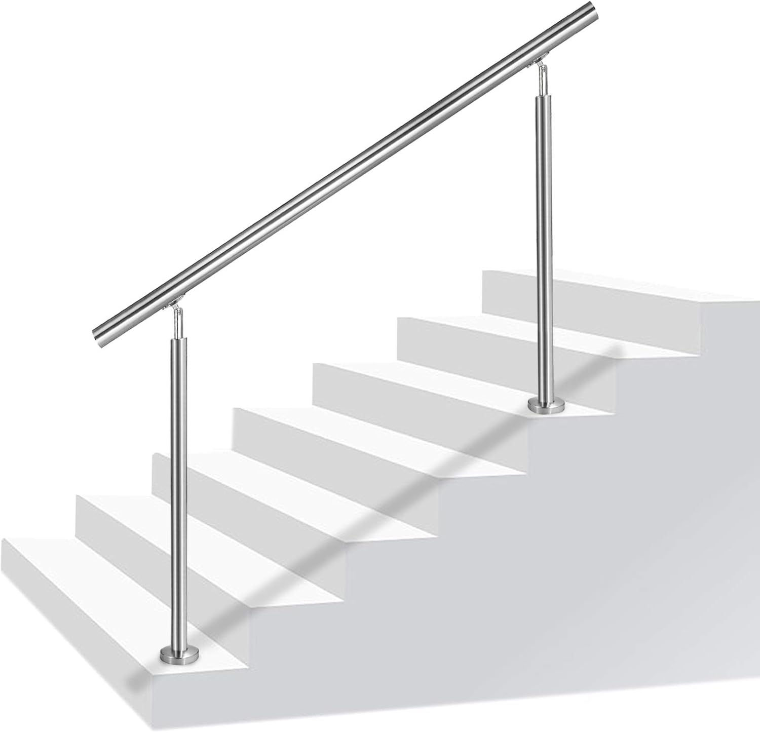 Detalle de LZQ 100 cm Stainless Steel Handrail, 106 cm High, Without Cross Braces