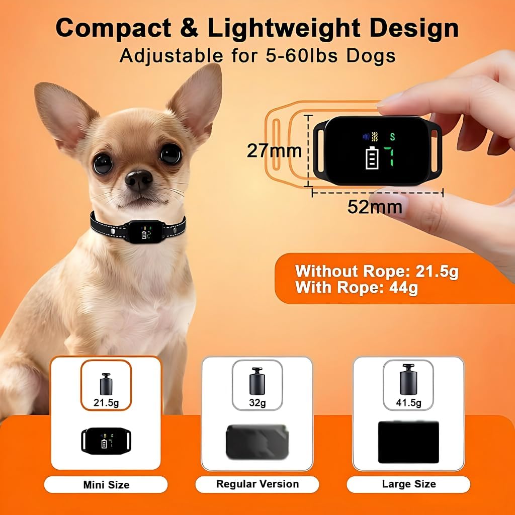 Detalle de Dog Bark Collar 2Pack Small Anti Barking Collar for 5–60 lbs Dogs – IPX7 Waterproof, Rechargeable, 3 Modes