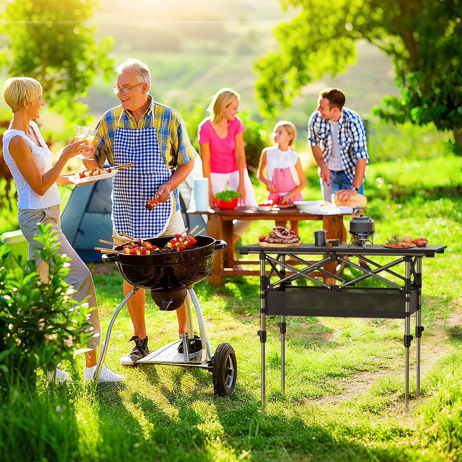 Detalle de Folding Roll-up Camping Table: Portable Aluminium Camp Table for 4–6 People