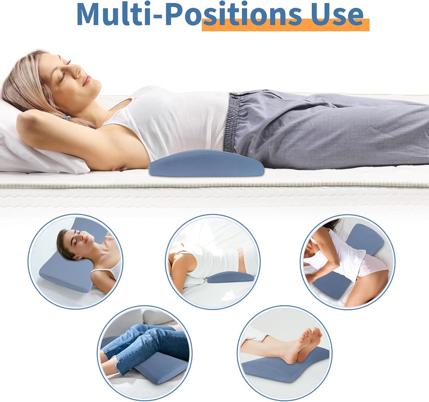 Detalle de Hydomi lumbar support pillow for bed relief back pain – memory foam waist bolster for side, back & stomach sleepers