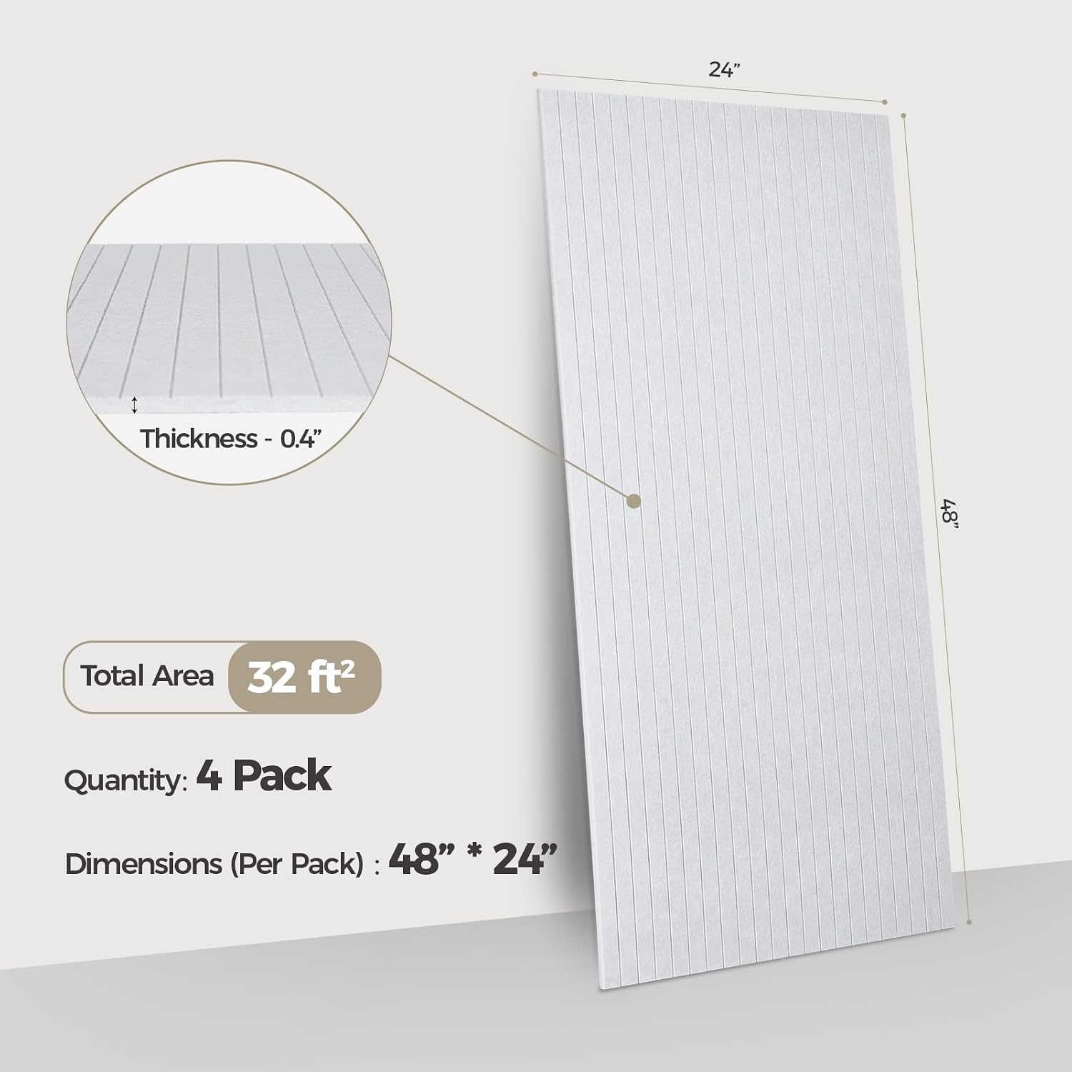 Detalle de AKUMAX AM -PET02 Acoustic Wall Panels, 4-Pack, Black and White, 32 sq ft