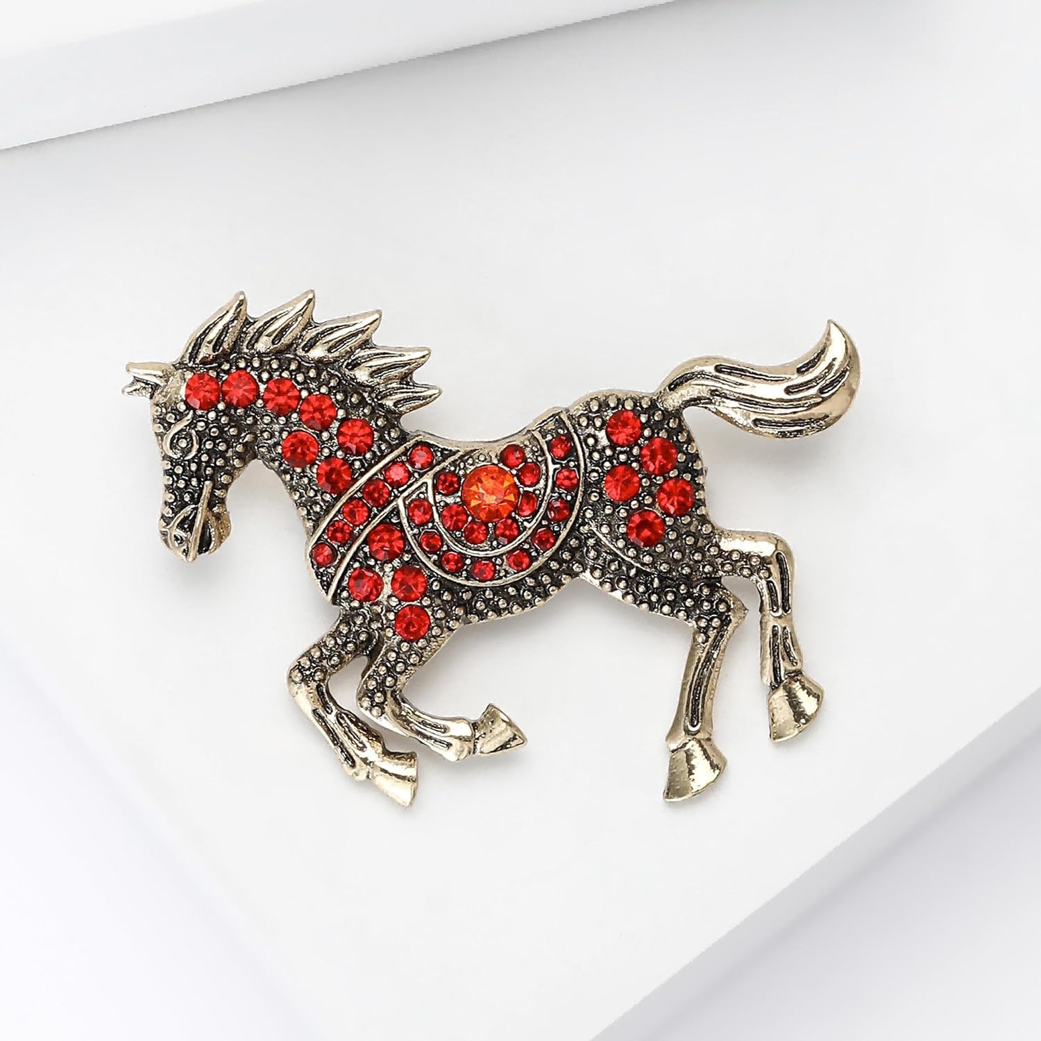 Detalle de Rhinestone Horse Brooch for Women – Vintage Enamel Sparkle Pin