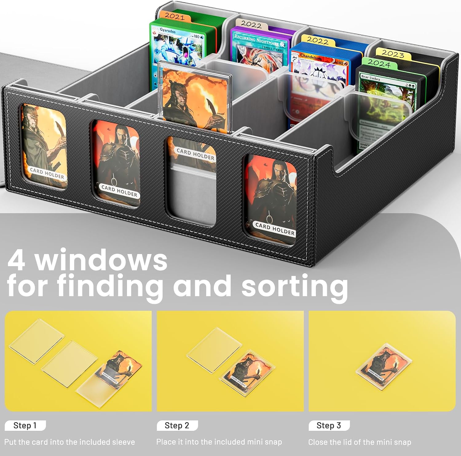 Detalle de Hot Bee MTG Deck Box: 2400+ Card Storage in PU Leather with Magnetic Closure