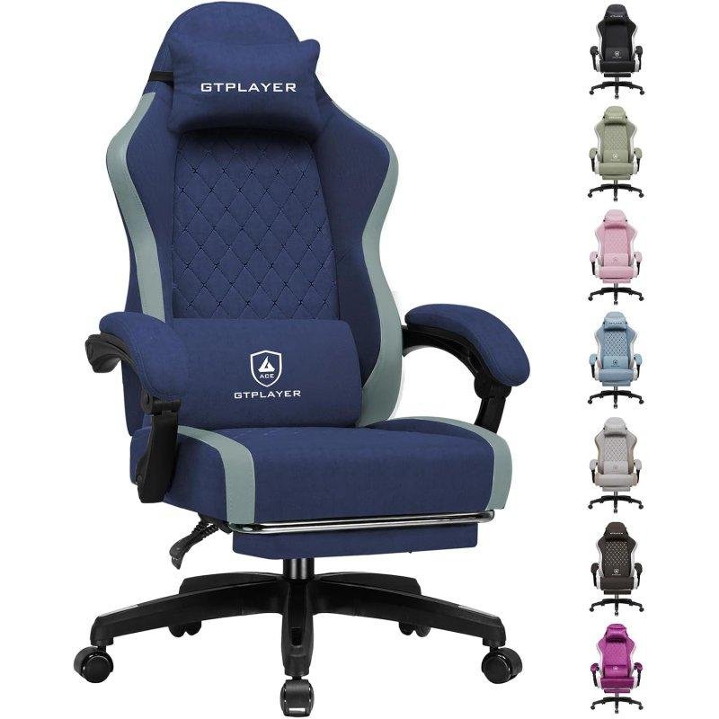 Detalle de Silla Gaming GTPLAYER Ergonómica Transpirable con Reposapiés Azul