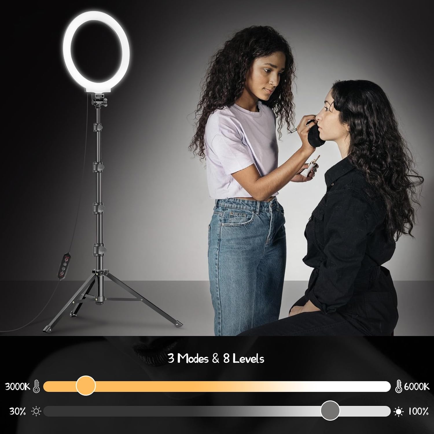 Detalle 2 de MICCYE 10'' Aro de luz RGB con trípode 180 cm