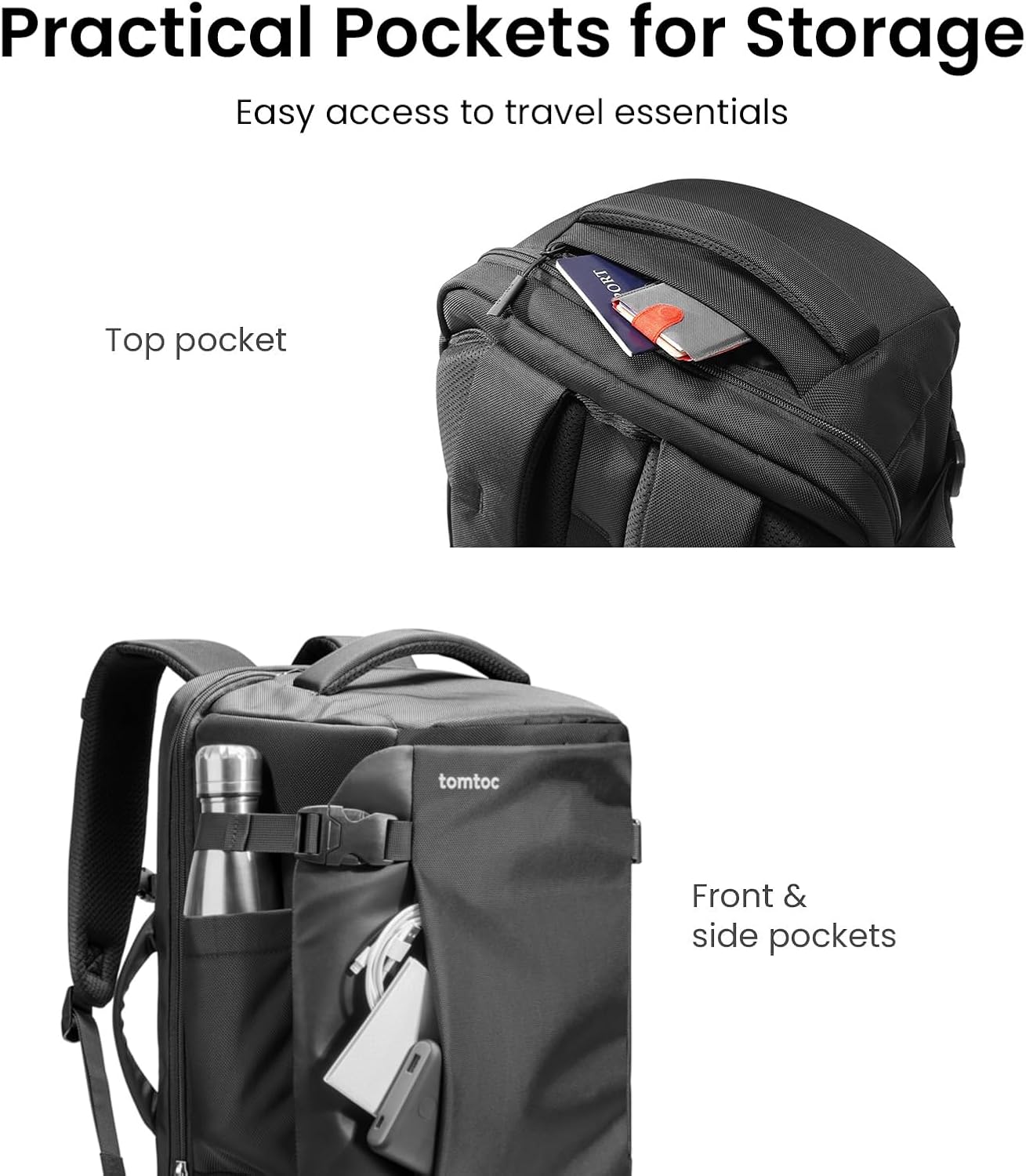 Thumbnail 5 de tomtoc Travel Backpack 40L (TSA friendly, flight approved carry-on) for 17.3-inch laptop
