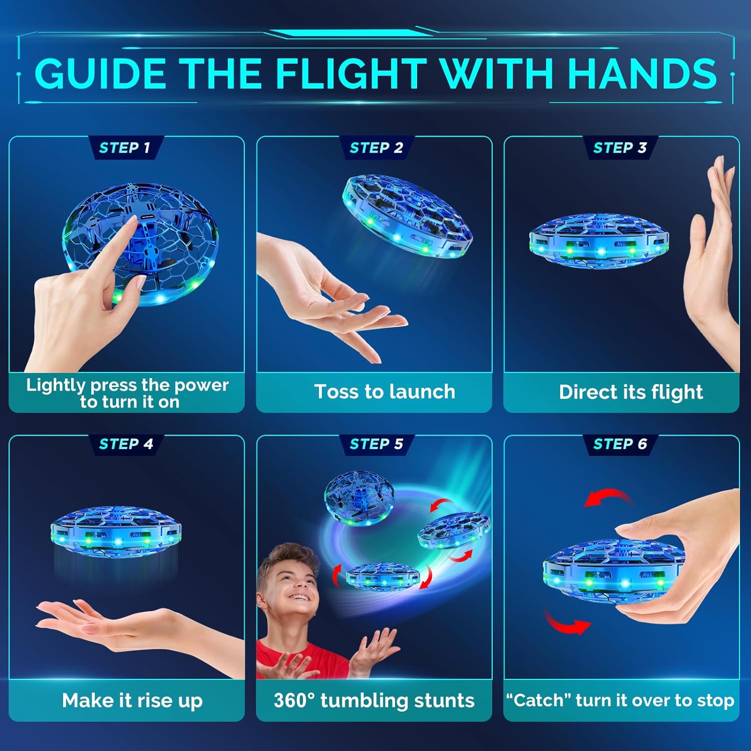Thumbnail 5 de Flying Drone for Kids 360° hands‑free sensor drone
