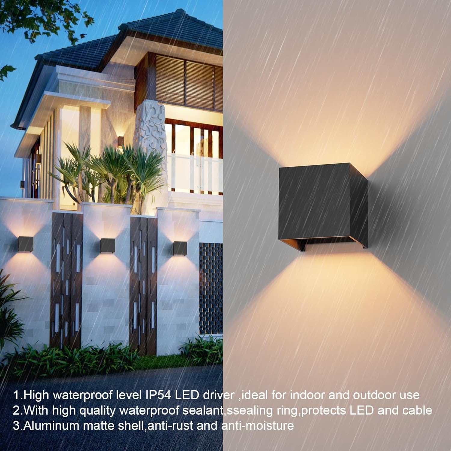 Thumbnail 3 de Klighten 2er Außenlampe mit austauschbarer G9 LED-Lampe – Schwarz, 100x100x100 mm