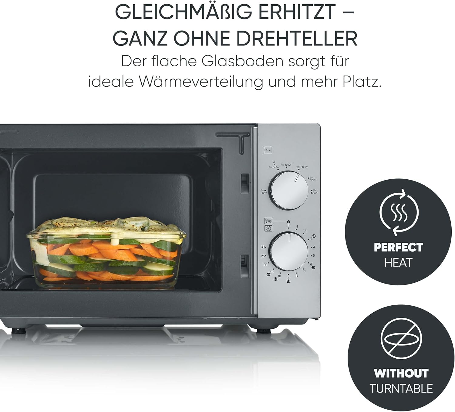 Thumbnail 3 de SEVERIN MW 9184 Solo-Mikrowelle mit Glasboden – 20 L, 800 W, Schwarz/Edelstahl matt