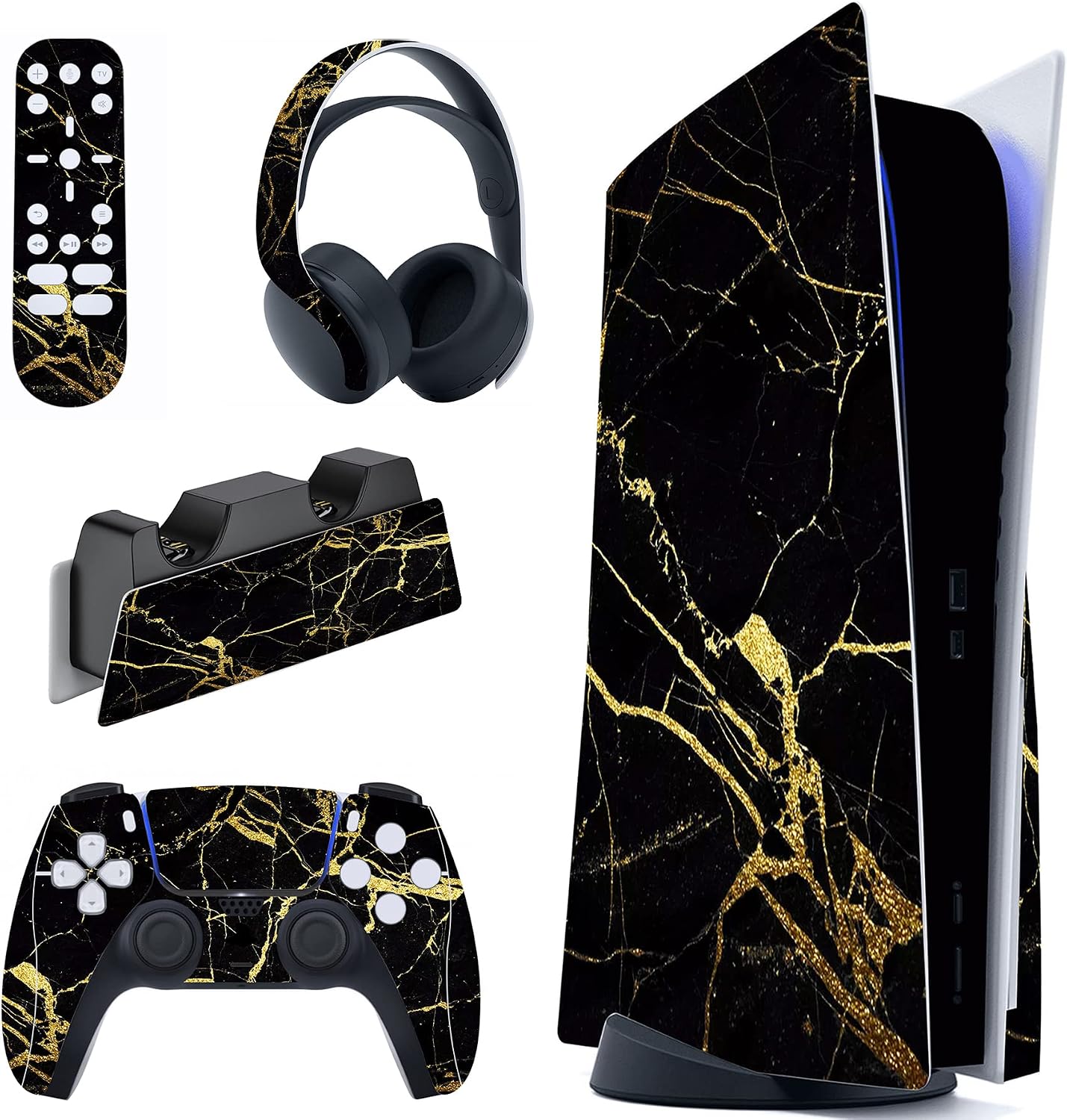 Detalle de Playvital PS5 skin set Black & Gold