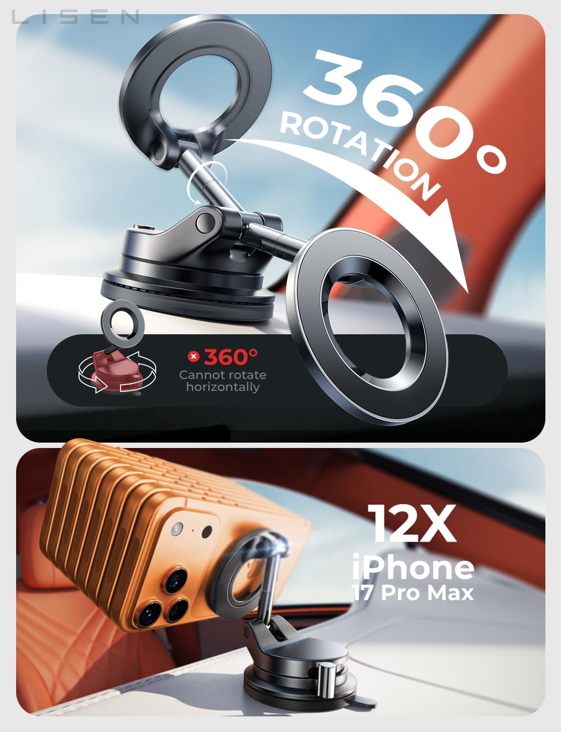 Thumbnail 3 de LISEN Magsafe Car Mount for iPhone 17 Pro Max