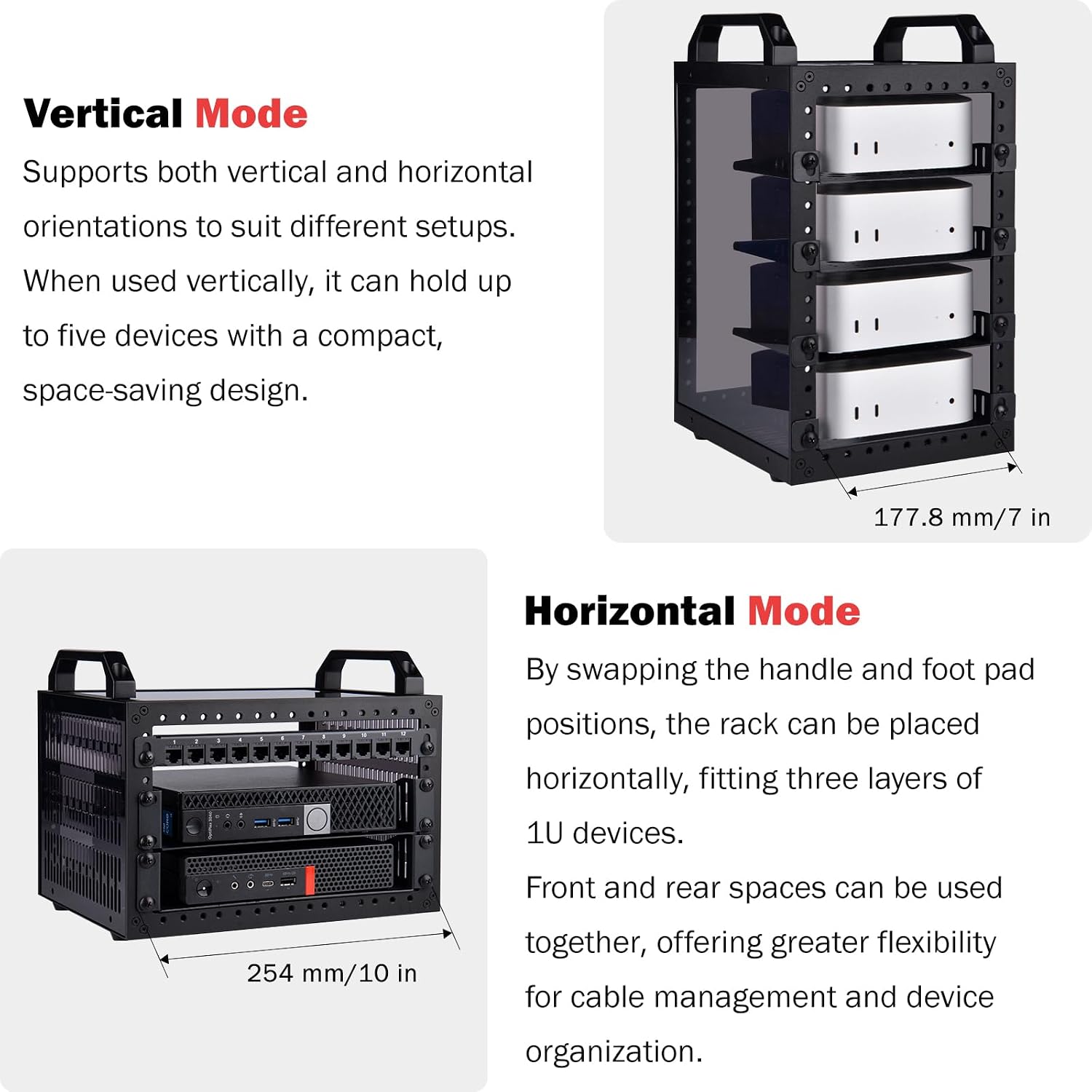 Detalle de GeeekPi DeskPi RackMate TT mini server cabinet for mini PCs (10-inch, 3U style)