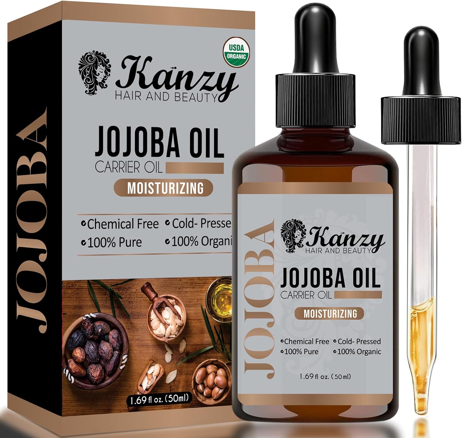 Detalle de Kanzy Aceite de Jojoba Bio Puro 50 ml 🌿 Hidratante Natural