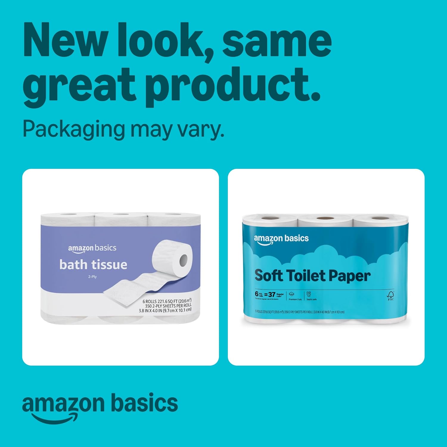 Detalle 2 de Amazon Basics 2-ply Toilet Paper 6 Rolls 🧻