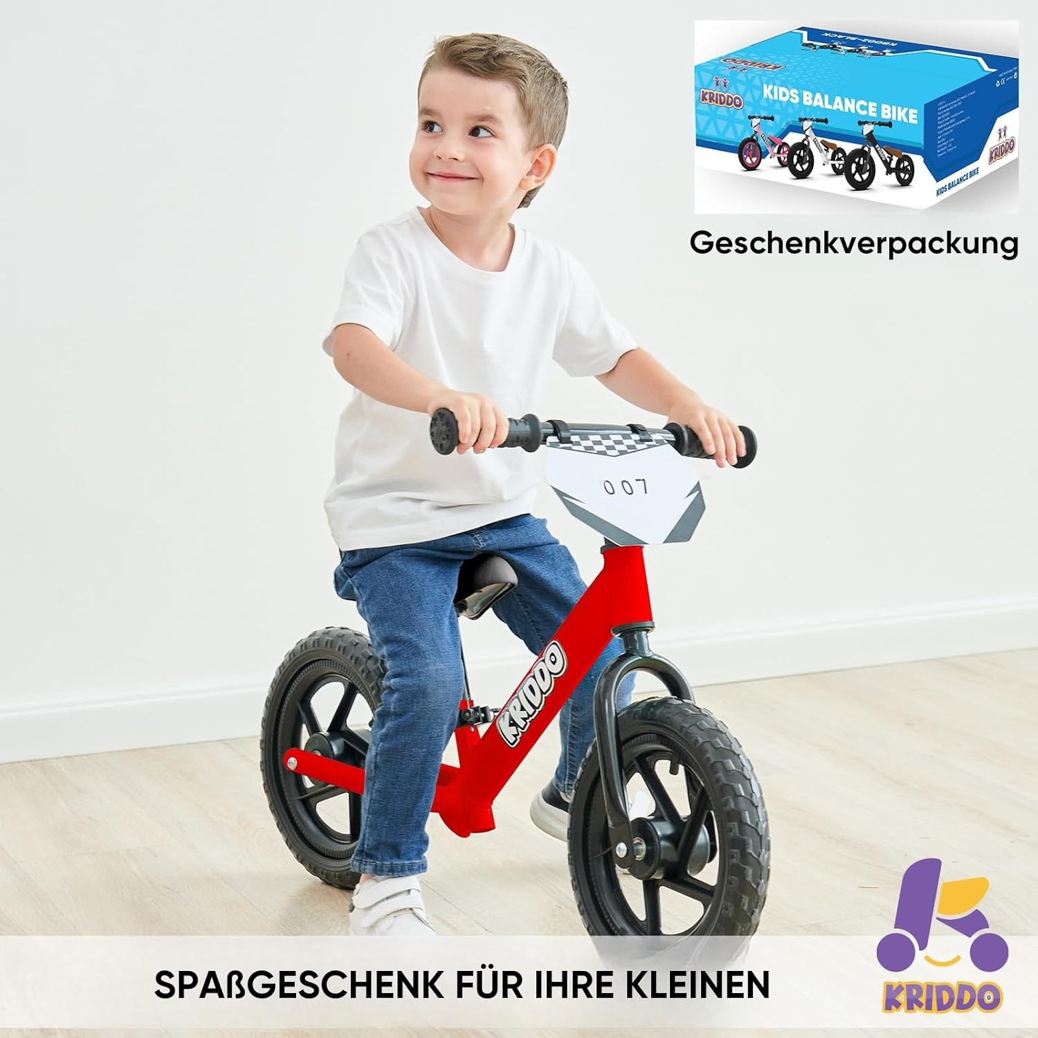 Thumbnail 3 de KRIDDO Kinder Laufrad ab 2 Jahren – Personalisiertes Laufrad mit verstellbarem Sitz und Schild