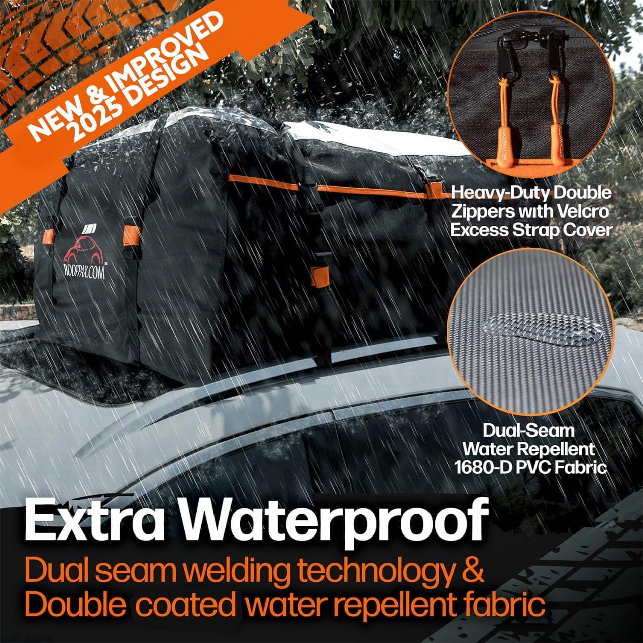 Thumbnail 2 de RoofPax 23 cft Extra Waterproof Rooftop Cargo Carrier Bag with Double Weatherproof Zippers
