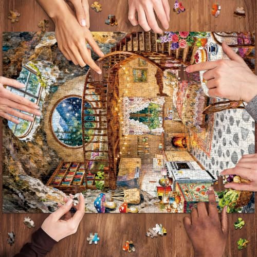 Detalle de HUADADA Puzzle 1000 Teile – Erwachsenes Felsenheim, 70 × 50 cm
