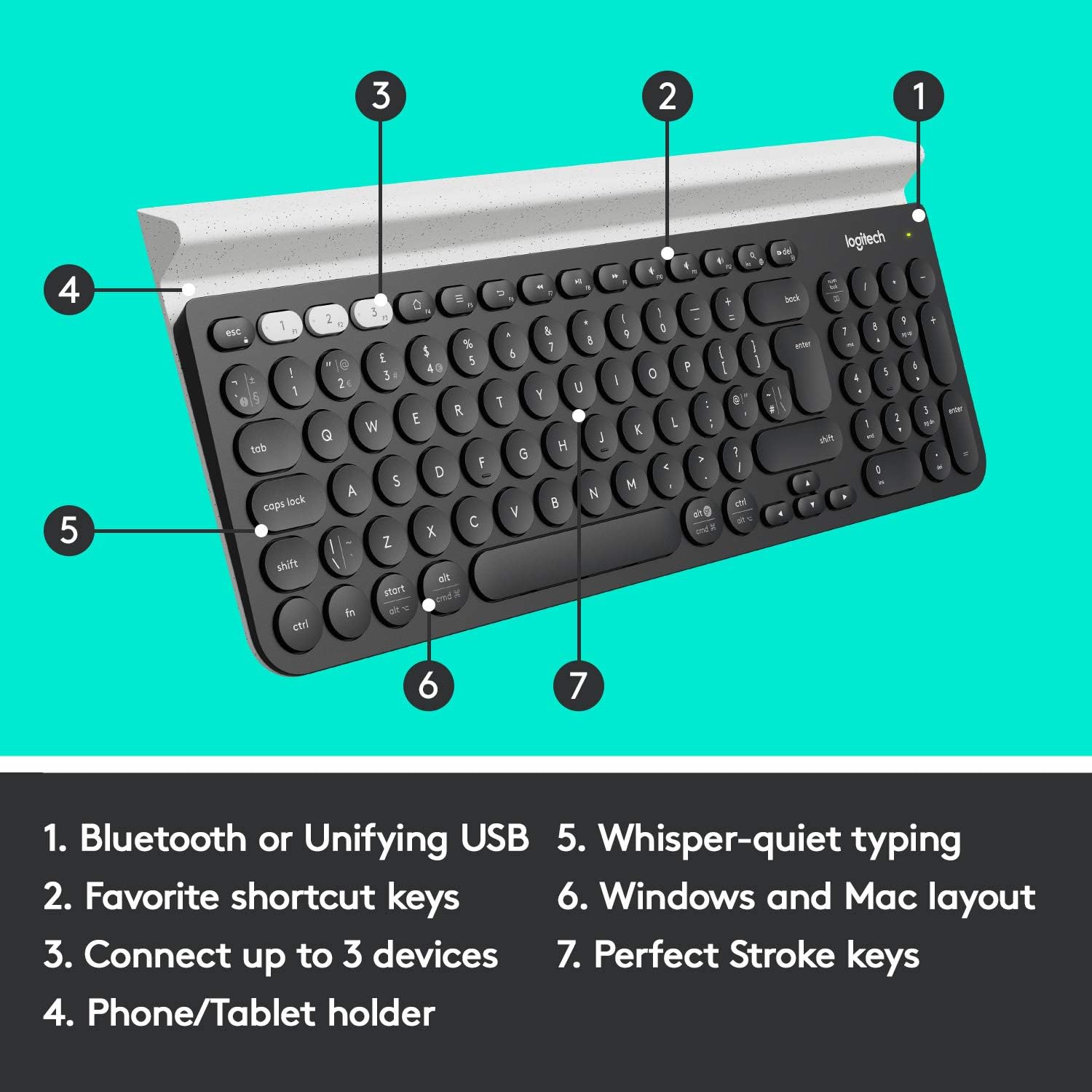 Thumbnail 6 de Logitech K780 Multi-Device Wireless Keyboard for Computer, Smartphone and Tablet