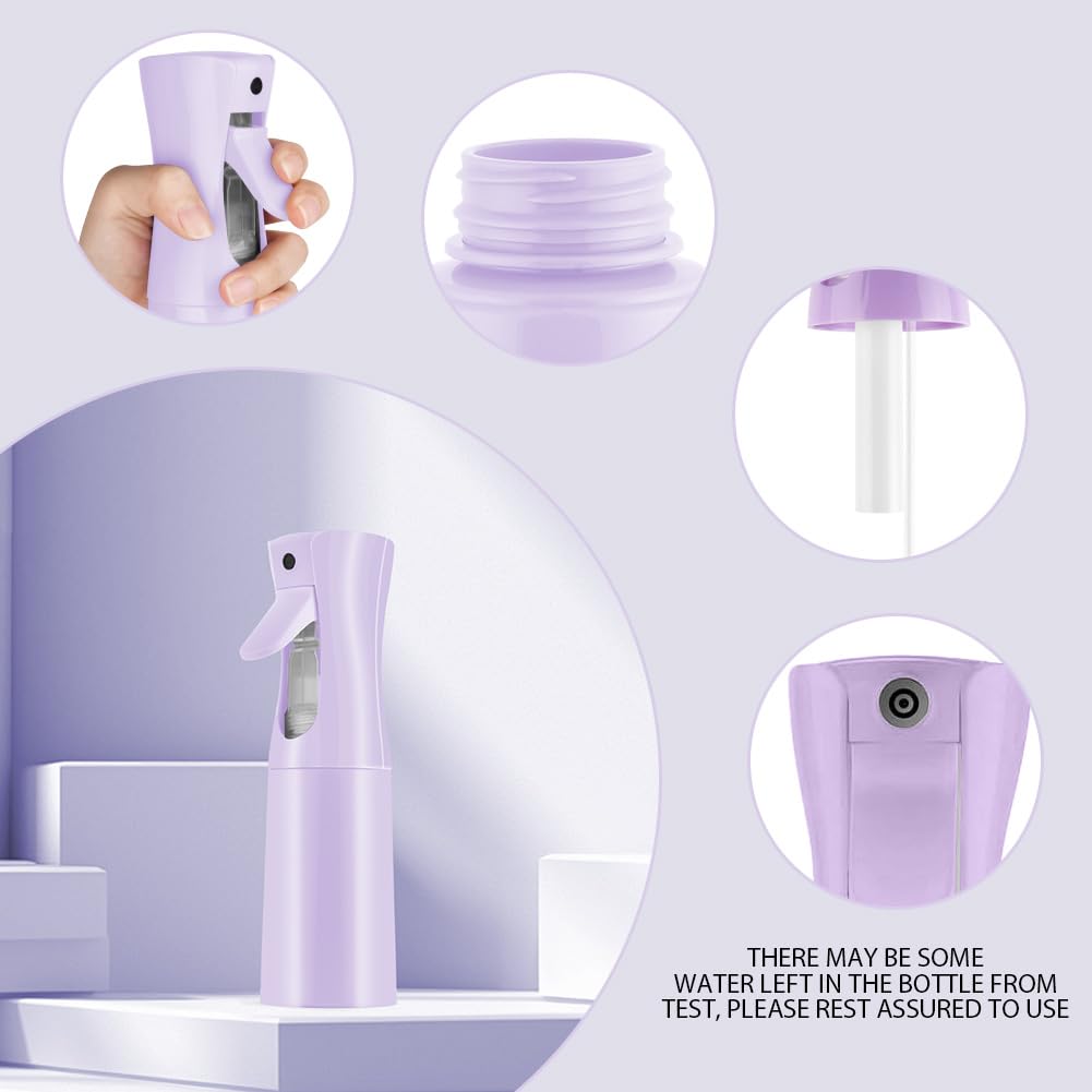 Detalle de URAQT Sprühflasche Haare 200 ml – Kontinuierlicher Feiner Sprühnebel, auslaufsicher, Lila