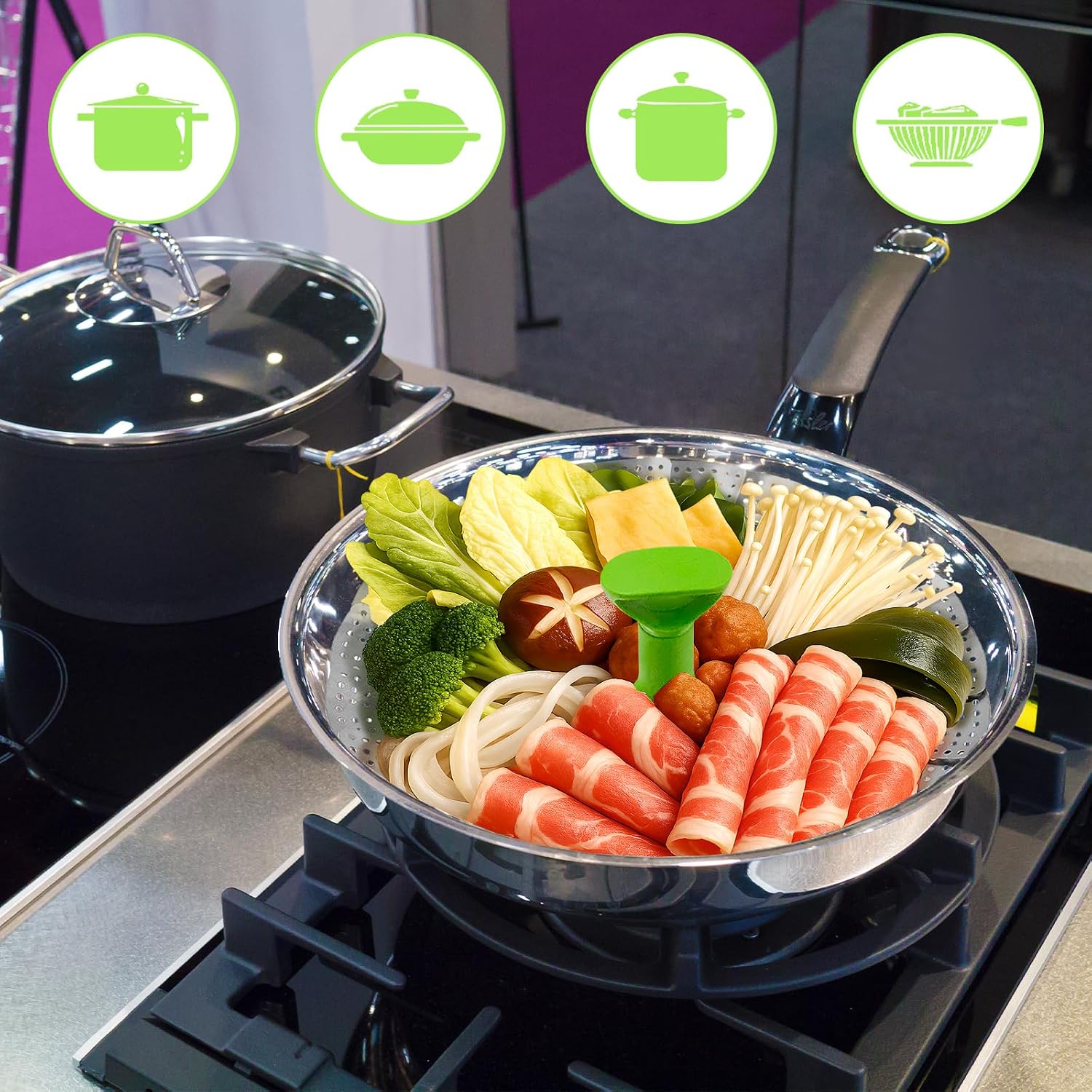 Thumbnail 5 de Mritrit Stainless Steel Steamer Insert, Expandable 7–11 Inch Basket
