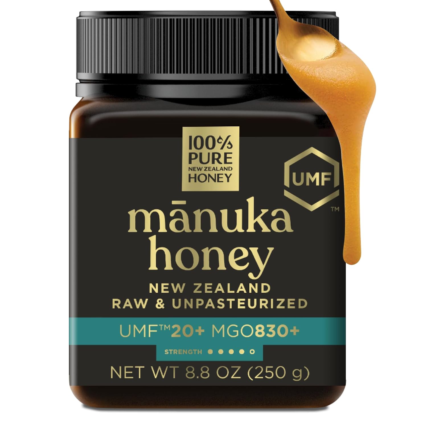 Detalle de 100% Pure New Zealand Honey Raw Manuka Honey UMF 20+, MGO 830+, 8.8 oz