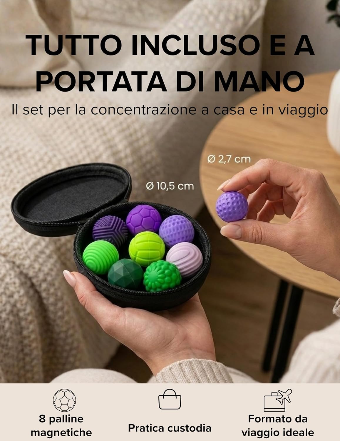 Thumbnail 6 de Magnetic Fidget Toys - Giocattolo antistress con sfere magnetiche (Verde-Viola) | Focus Dots
