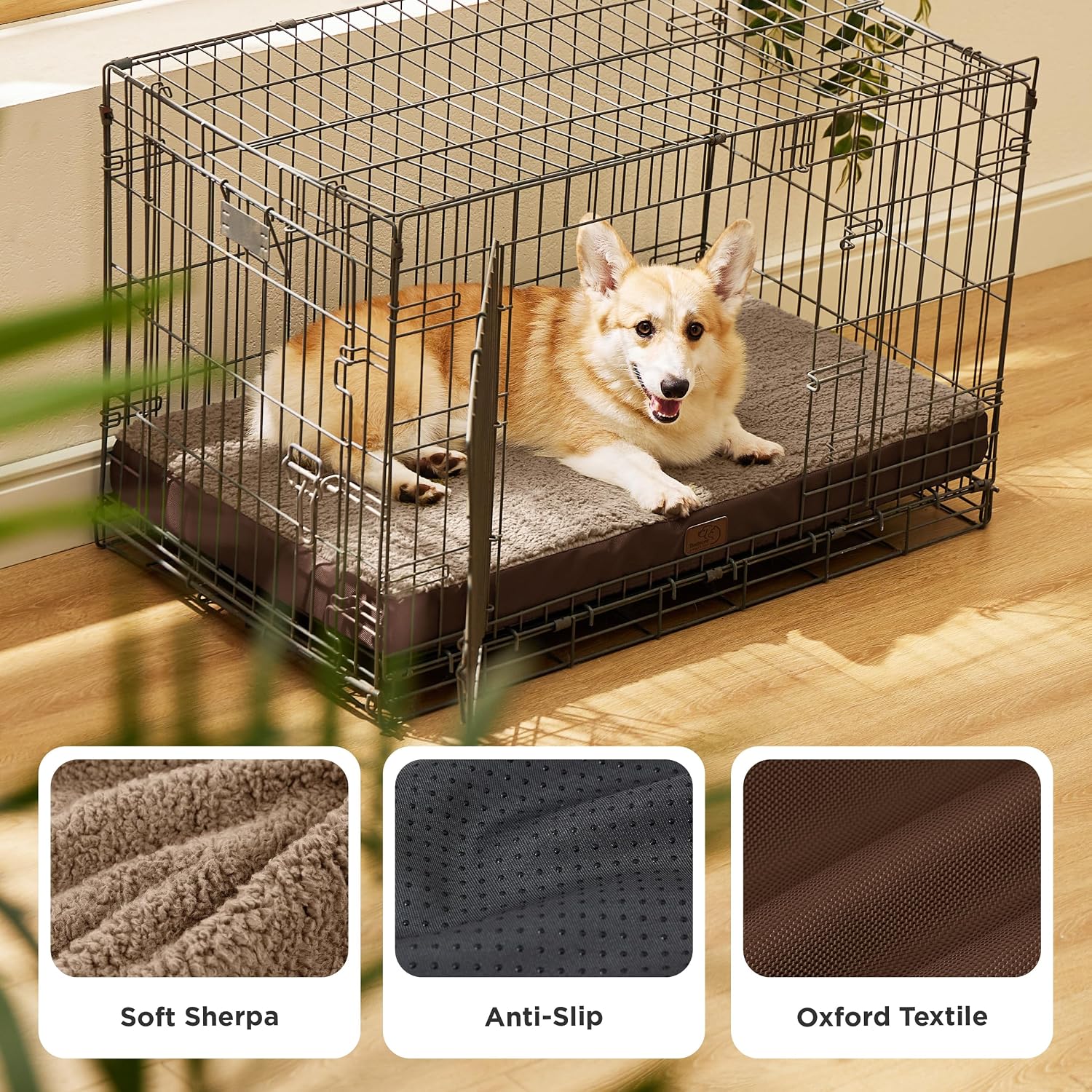 Detalle de Bedsure 35 x 22-Inch Dog Crate Bed with Sherpa, Egg Crate Foam and Non-Slip Base