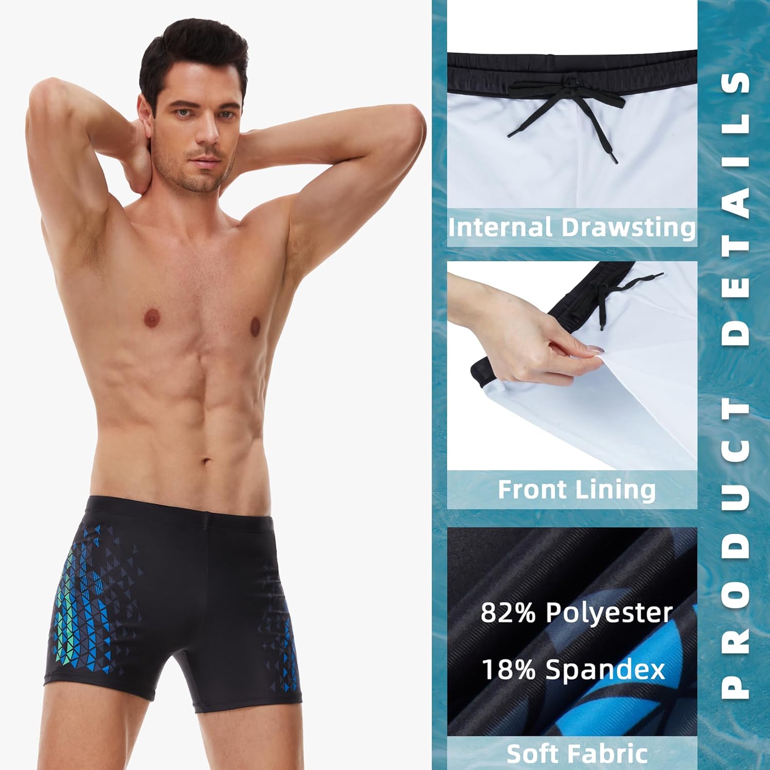 Thumbnail 1 de AMZSPORT Herren-Badehose kurz mit hydrophober Beschichtung – Schwimmhose für Wassersport