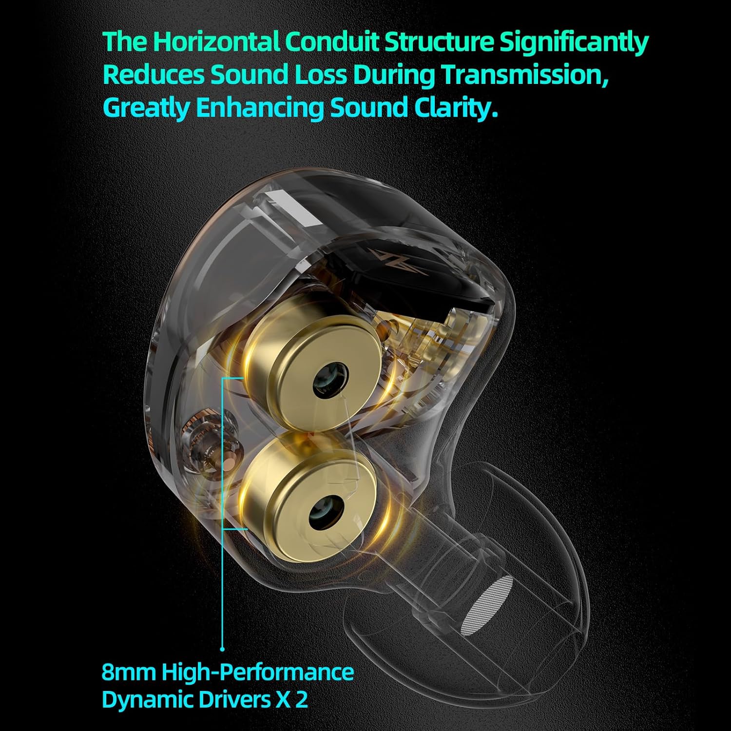 Thumbnail 2 de Yinyoo KZ Taurus gaming earbuds with dual 8mm horizontal dynamic drivers (wired IEM, detachable 2-pin cable)