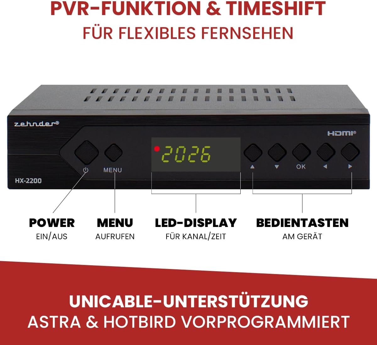 Thumbnail 4 de Zehnder HX 2200 Sat Receiver 1080P