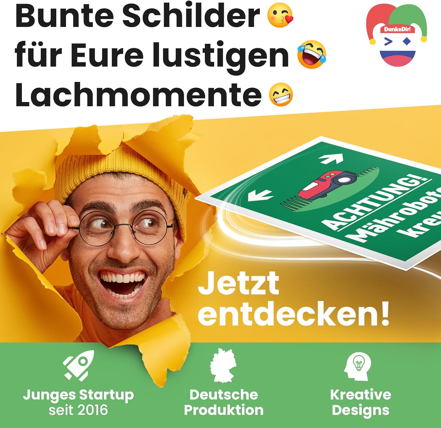 Thumbnail 6 de DankeDir! „Mähroboter kreuzt“-Hinweisschild (30 x 20 cm) – wetterfestes Gartenschild aus Kunststoff