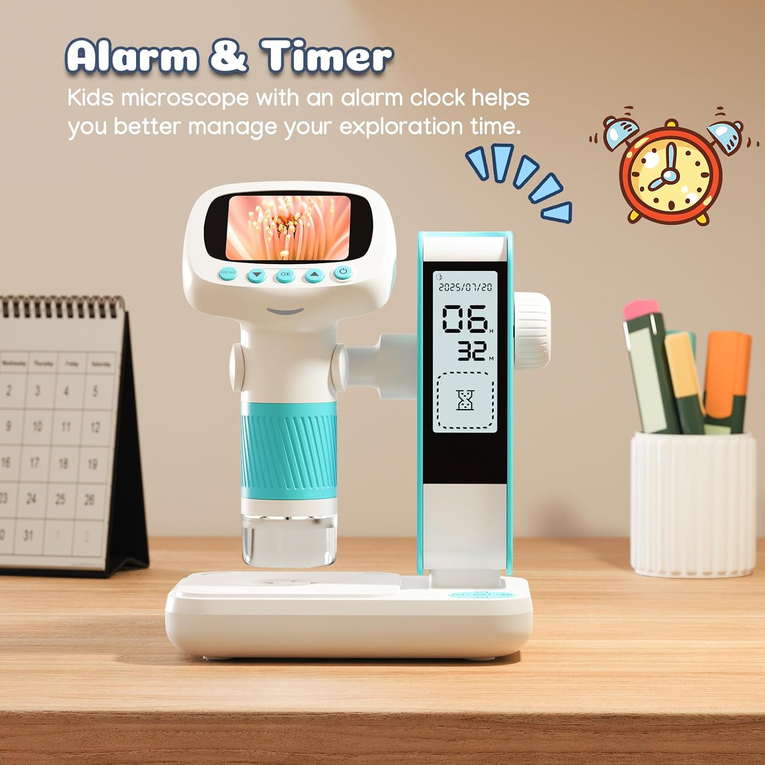 Thumbnail 6 de 2 in 1 Microscope for Kids & Alarm Clock — 1000x Handheld Digital Microscope with 2" IPS Screen