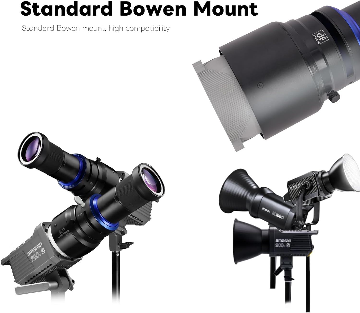 Detalle de Bowens Mount Snoot Spotlight Gobo Projector with 4-Leaf Barndoor and 30 Gobos