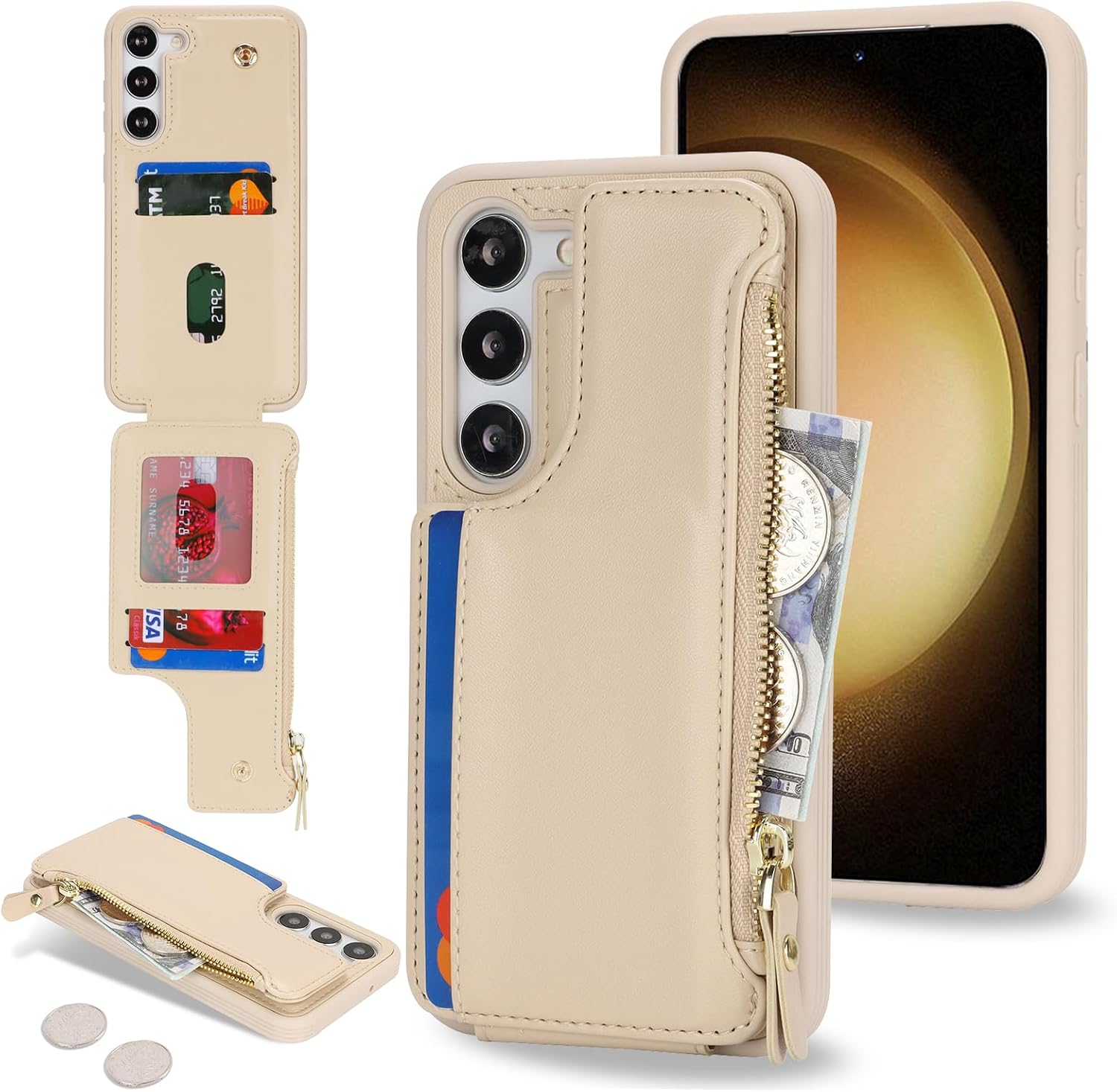 Cavor Galaxy S23 Plus wallet case, PU leather