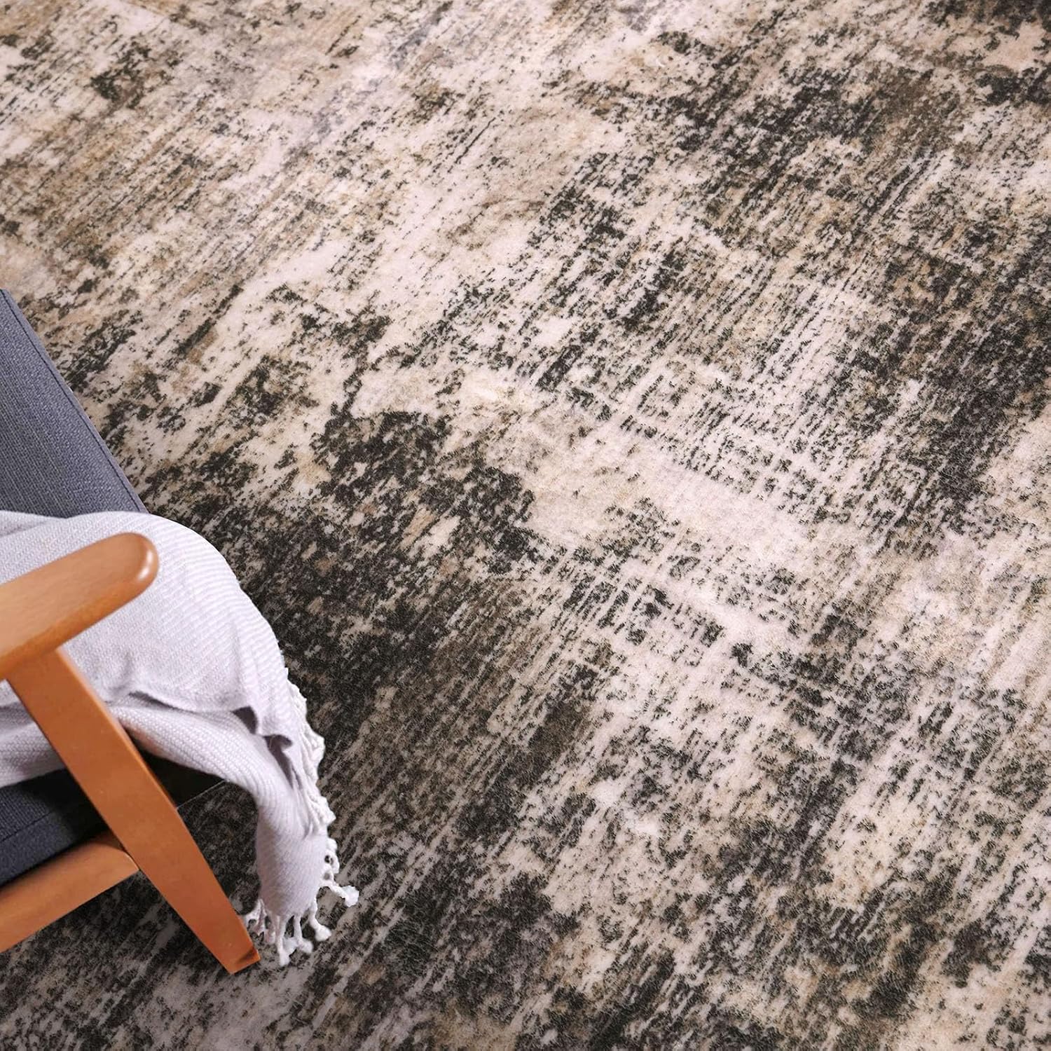 Thumbnail 6 de IOHOUZE Abstract Area Rug, 5x7 ft — Washable, Non-Slip, Brown/Rust