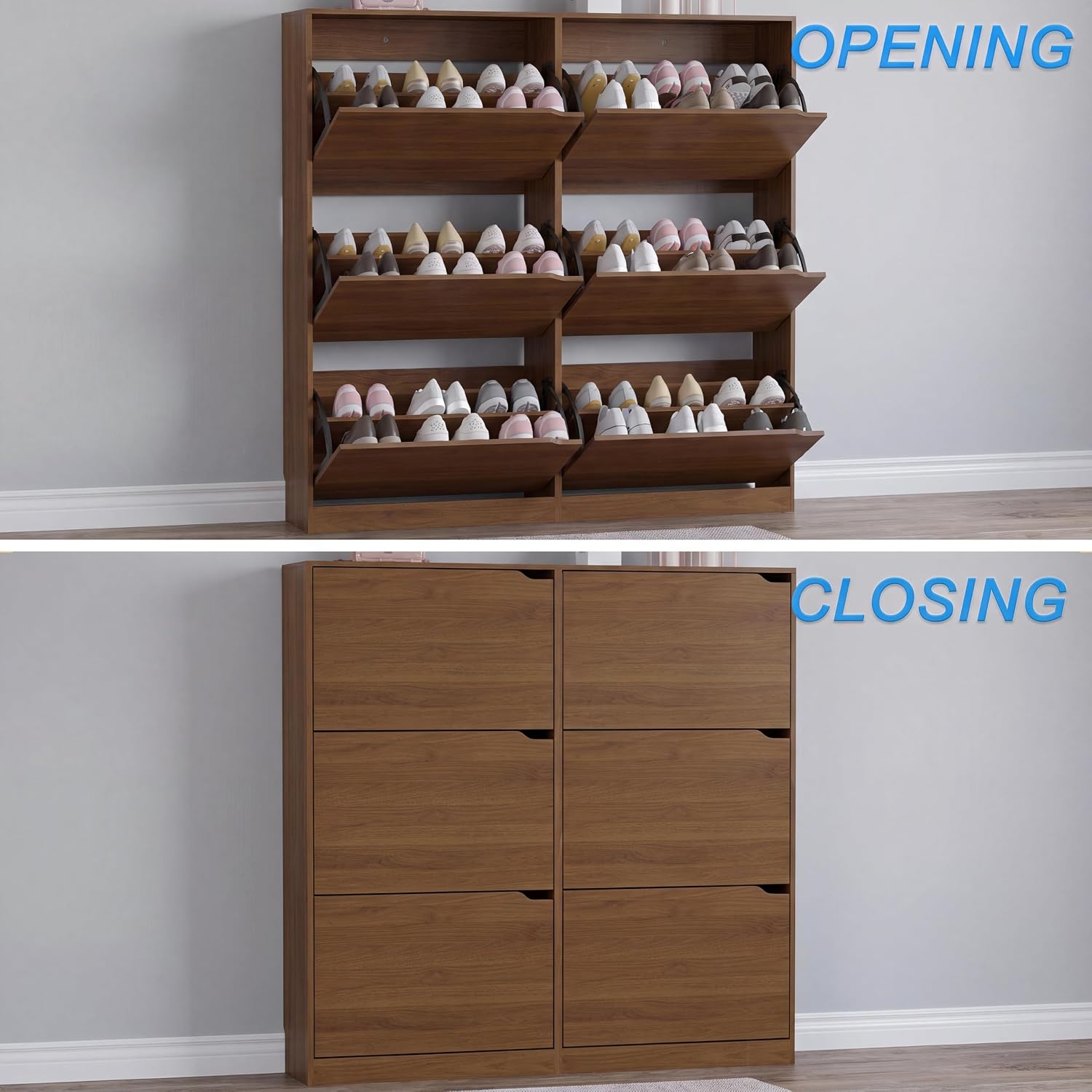 Thumbnail 4 de BORNOON Shoe Cabinet with 6 Flip Drawers