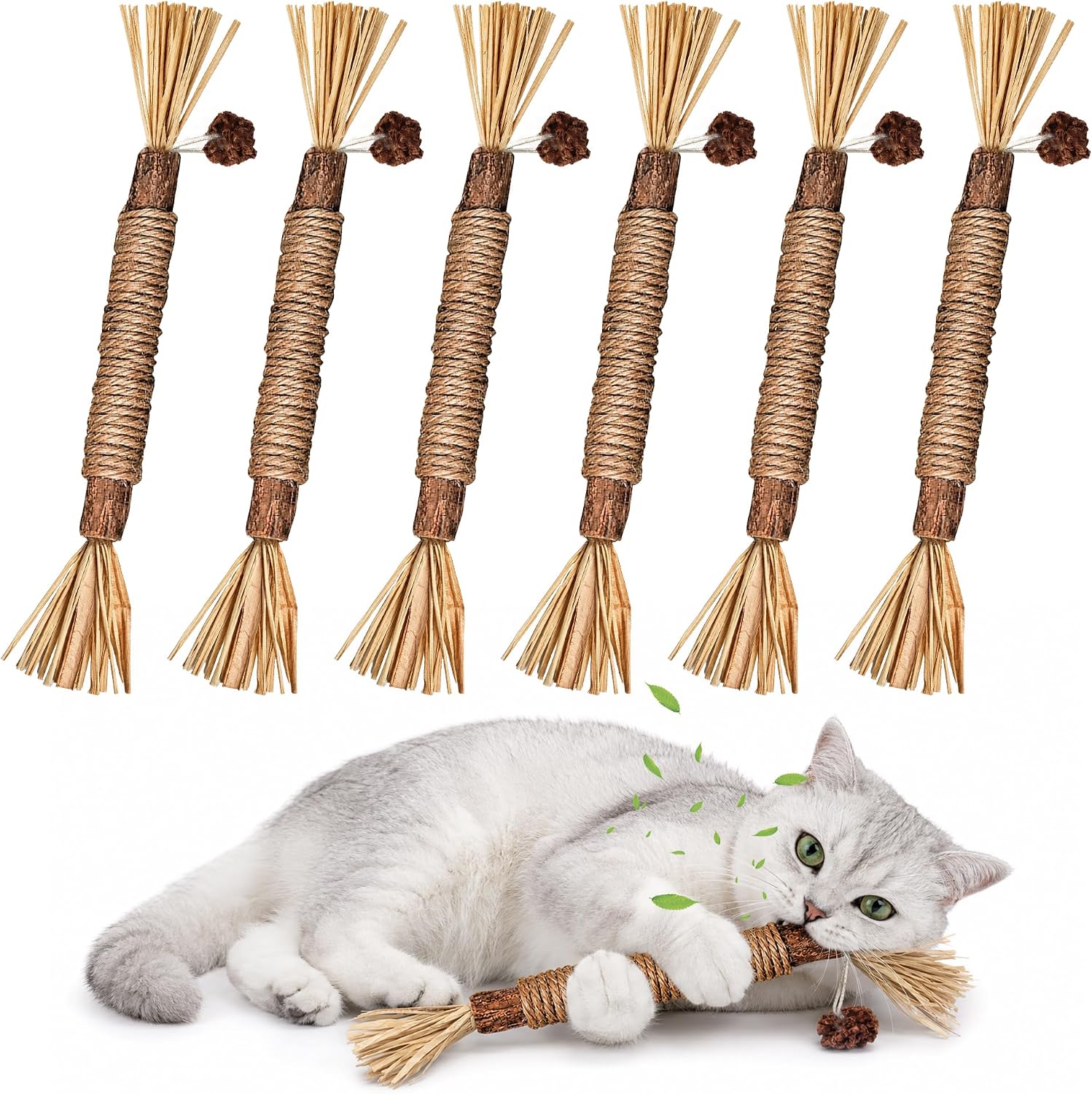 Detalle de GBSYU Silvervine Cat Chew Sticks, 6-Pack for Indoor Cats