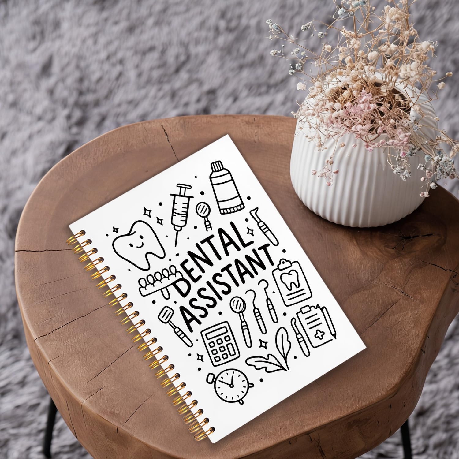Detalle de OHDCE Black Dental Spiral Notebook, 5.5 x 8.3 Inch Hardcover, 80 Pages