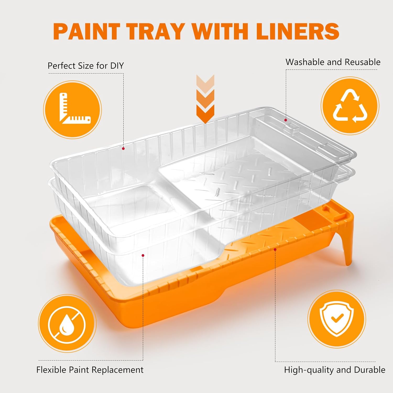 Detalle 2 de Mister Rui 4" Paint Tray Liner System: Disposable Tray with 15 Liners for Easy Colour Switching