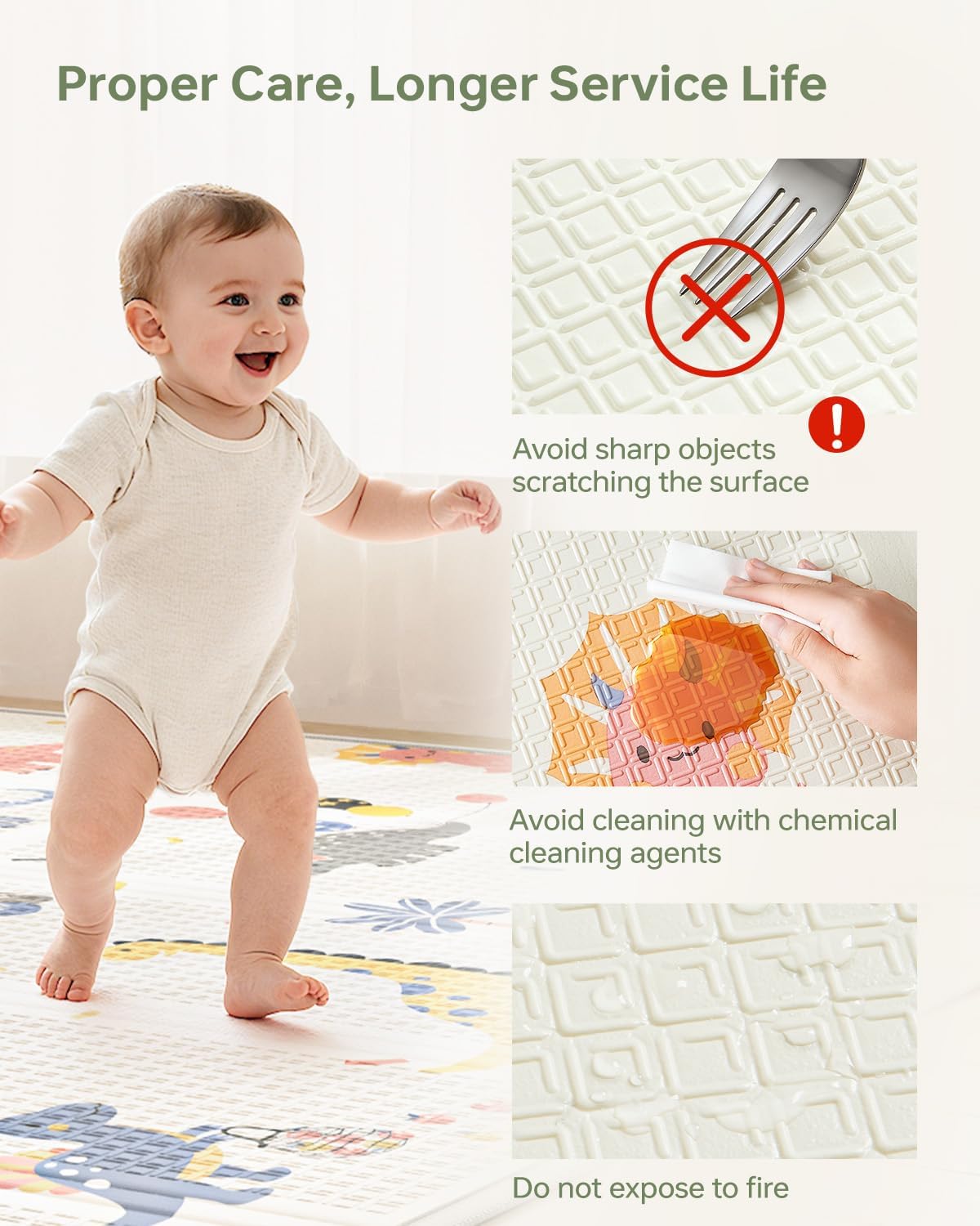 Thumbnail 6 de BG-BABYGO Foldable Baby Play Mat (120x120x1CM) – Waterproof Reversible Crawling & Play Floor Mat