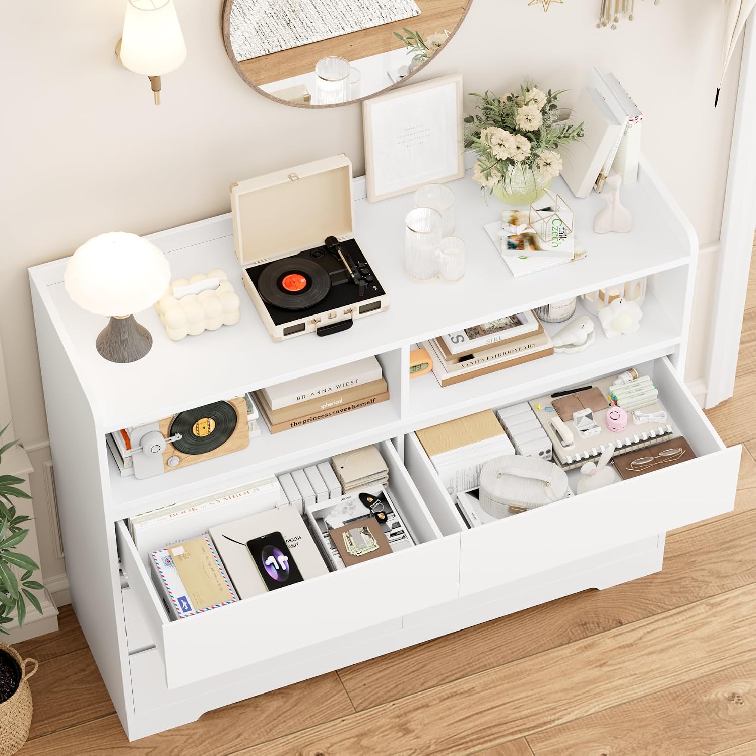 Thumbnail 6 de FOREHILL P695697 Chest of Drawers, 6 Drawers, 2 Open Compartments, White