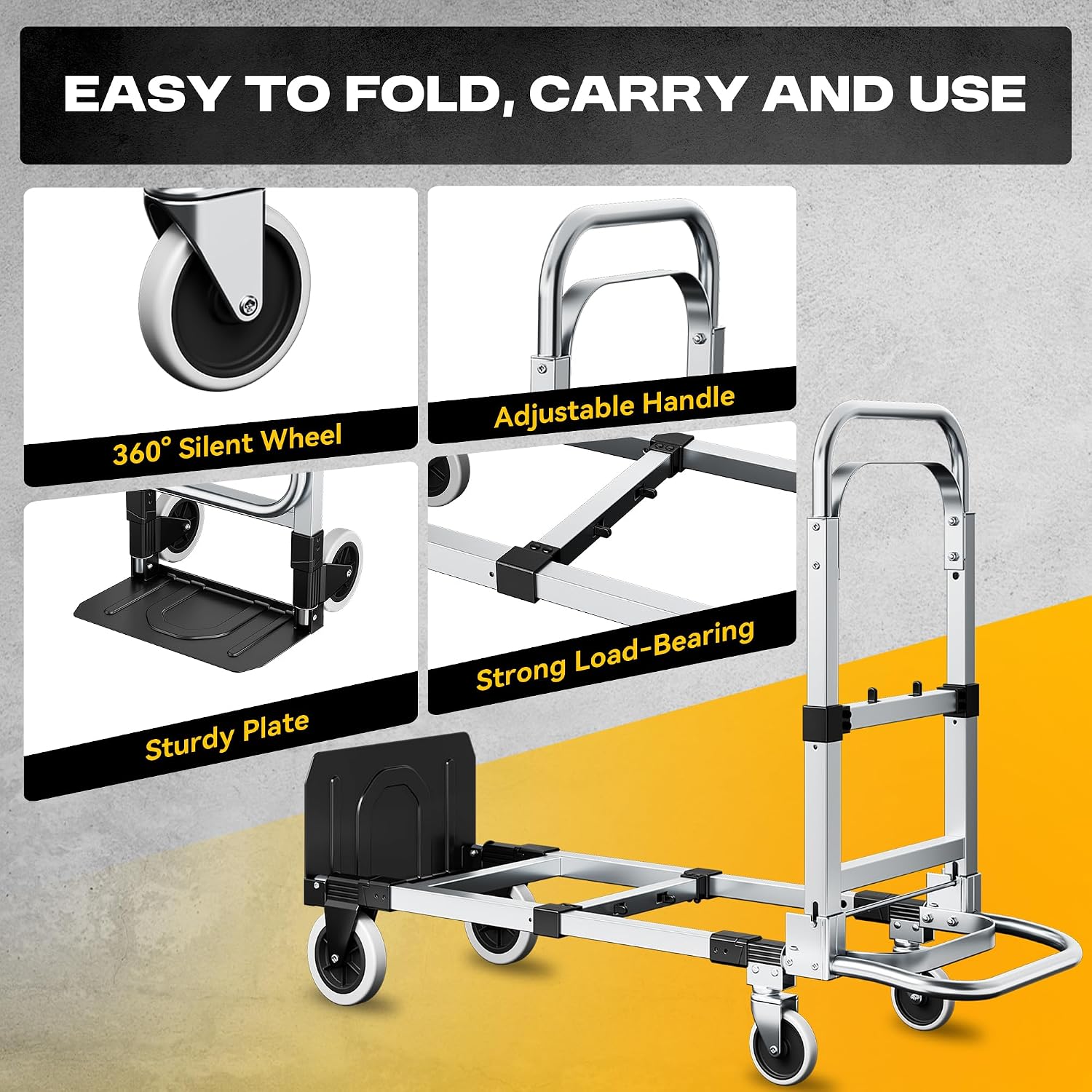 Thumbnail 6 de SILVEL Folding Hand Truck, 600 lb Capacity