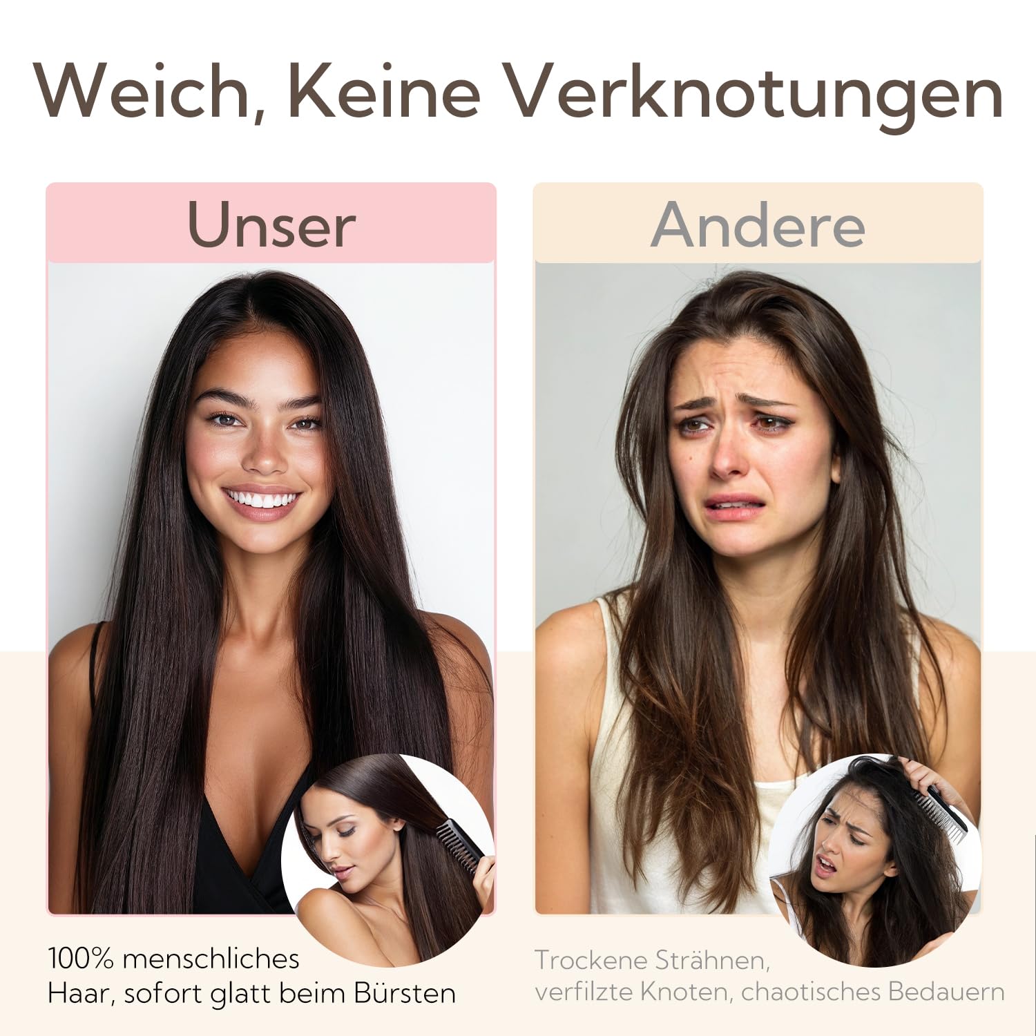 Detalle 2 de hotbanana Clip In Extensions Echthaar 50 cm / 120 g – 7-teiliges Set in Aschblond bis Goldblond und Platinblond