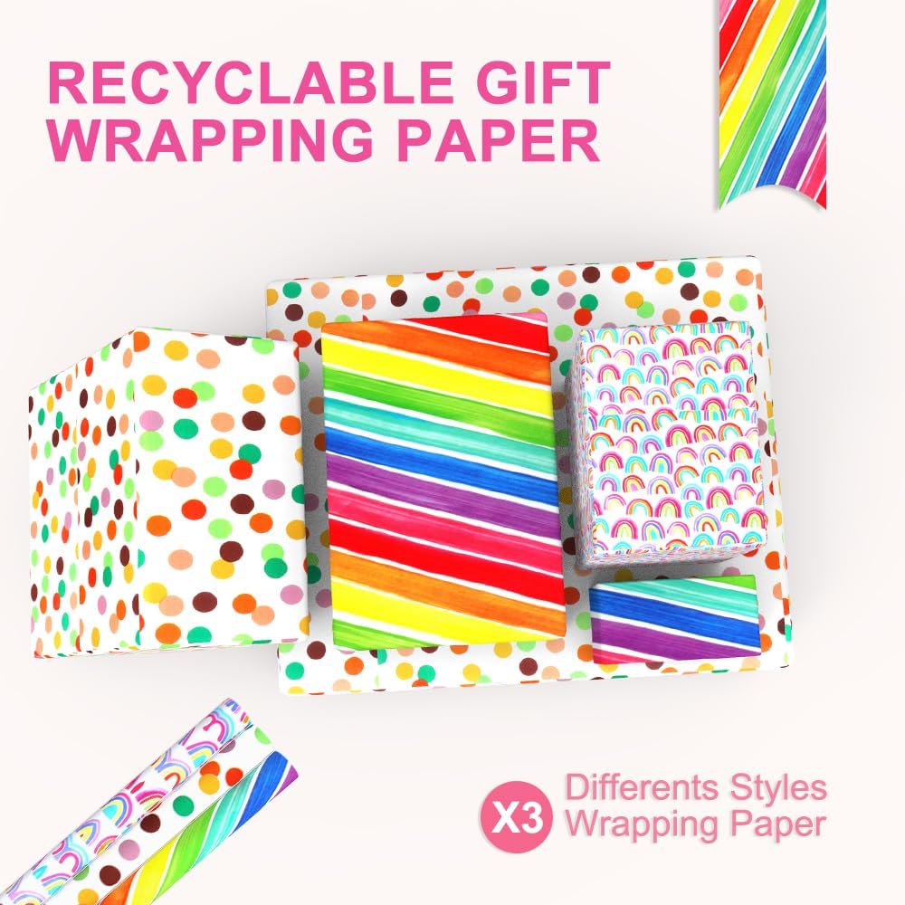 Thumbnail 3 de Geschenkpapier Geburtstag – 3 Rollen Geschenkpapierrolle Kinder Junge (43 cm x 3 m) aus Kraftpapier, recycelbar