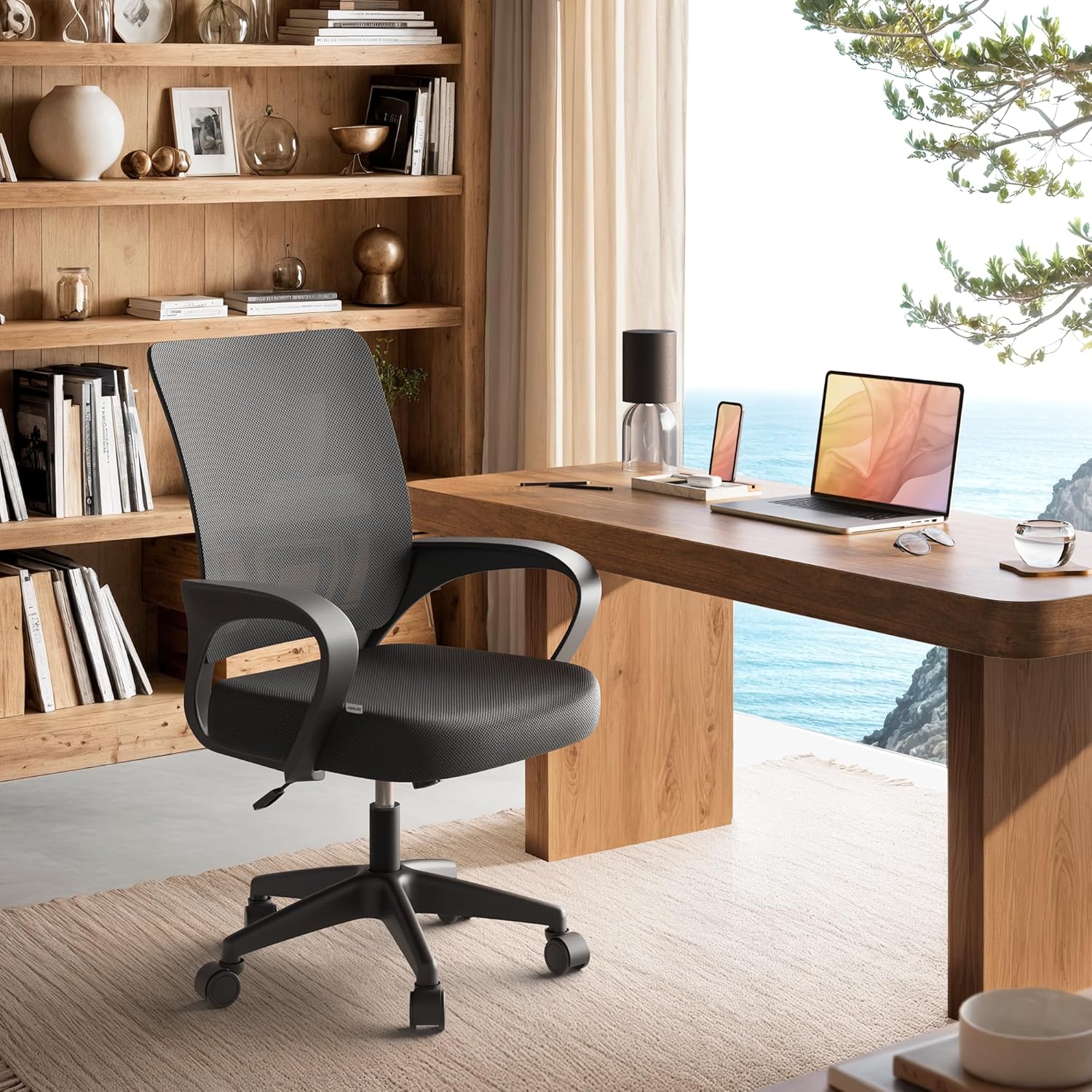 Thumbnail 1 de JUPPLIES Silla de escritorio ergonómica con soporte lumbar y malla transpirable (hasta 110 kg)