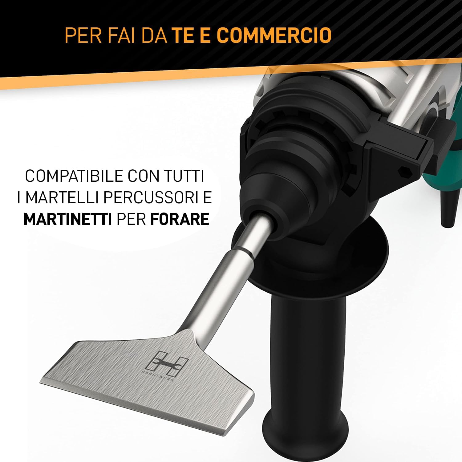 Thumbnail 2 de HARDTWERK Scalpello per piastrelle Turbo SDS Plus 165 x 75 mm (piatto lungo per rimuovere piastrelle e colla)