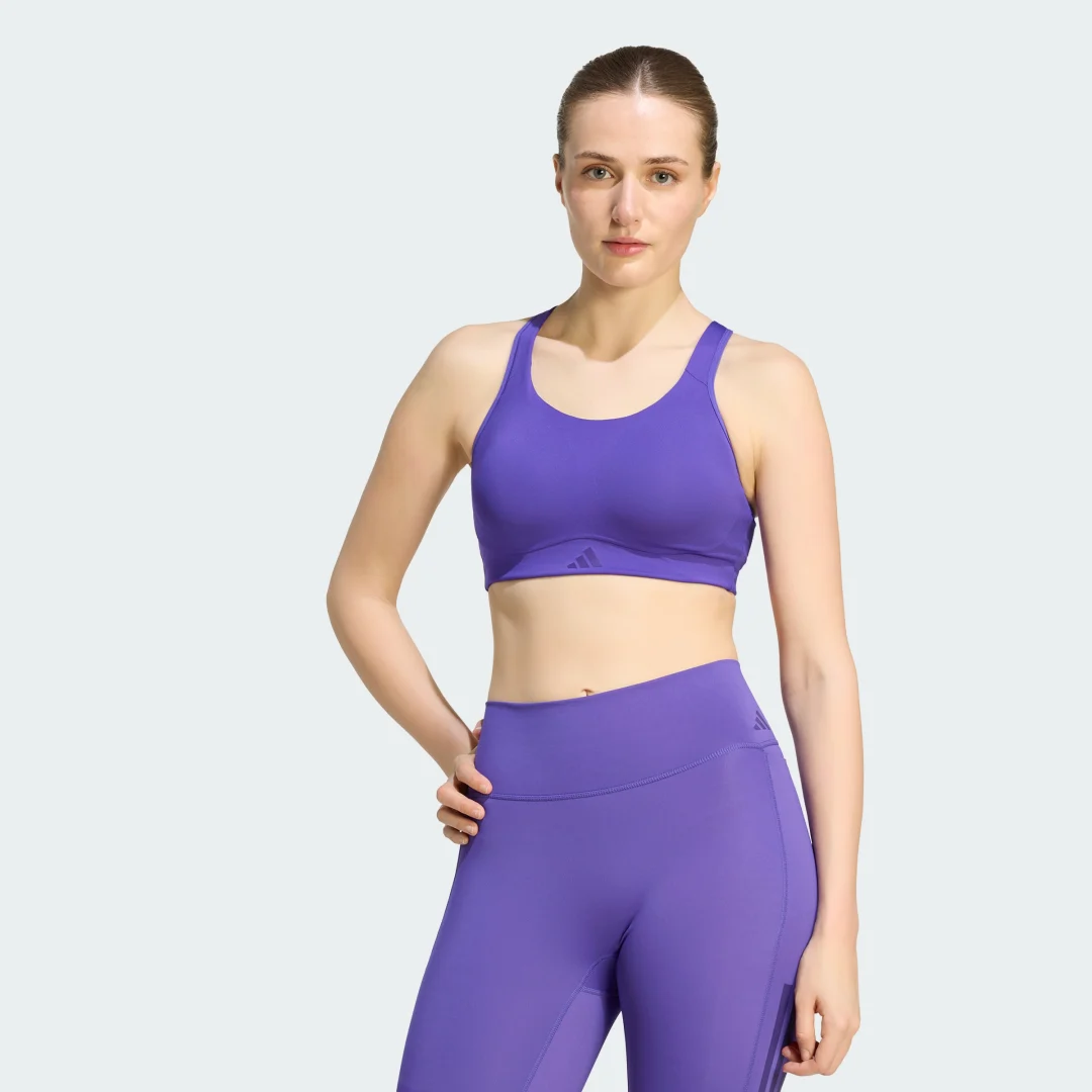 Detalle de Sujetador de entrenamiento para alto impacto Optime de Adidas – color violeta